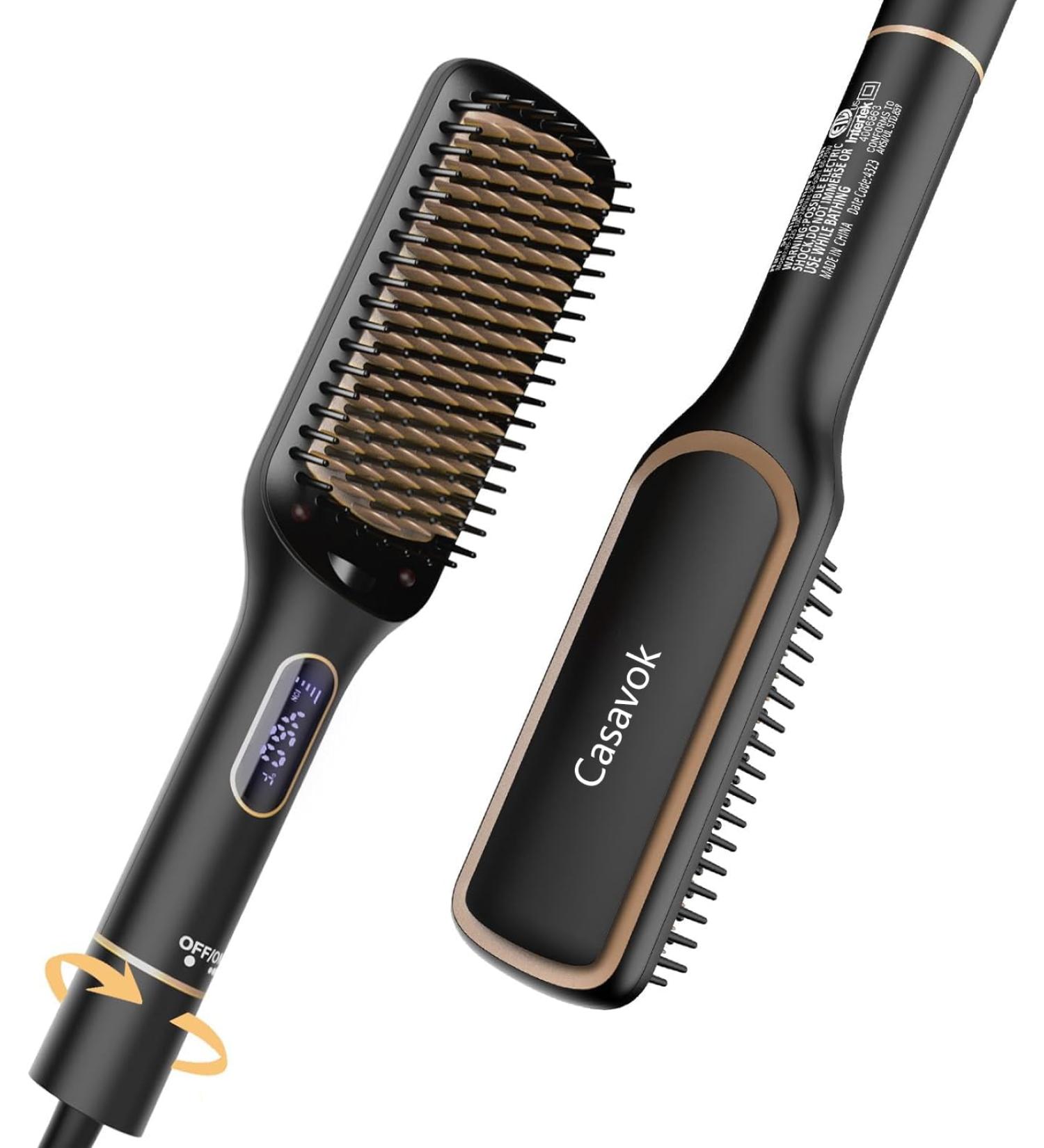Hair Straightener Brush Straightening Brush Flat Iron for Women Anti-Scald Ceramic Straightening Comb Fast Heating for Home Salon