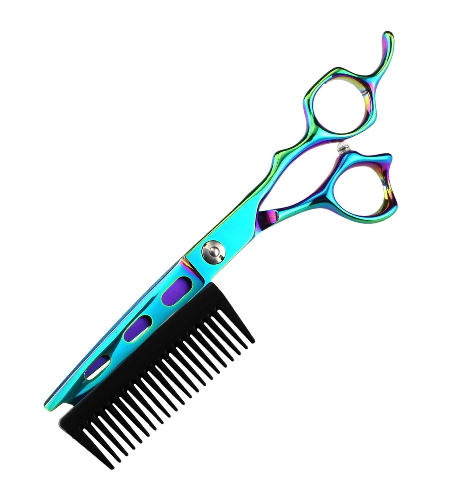 Fovolat Hairdressing Scissors 6 Inch Stainless Steel Hair Cutting Scissors | 2 in 1 Stainless Steel Hair Cutting Professional Barber Haircut Scissors for Elderly Children Green - Buy Online on GoSupps.com