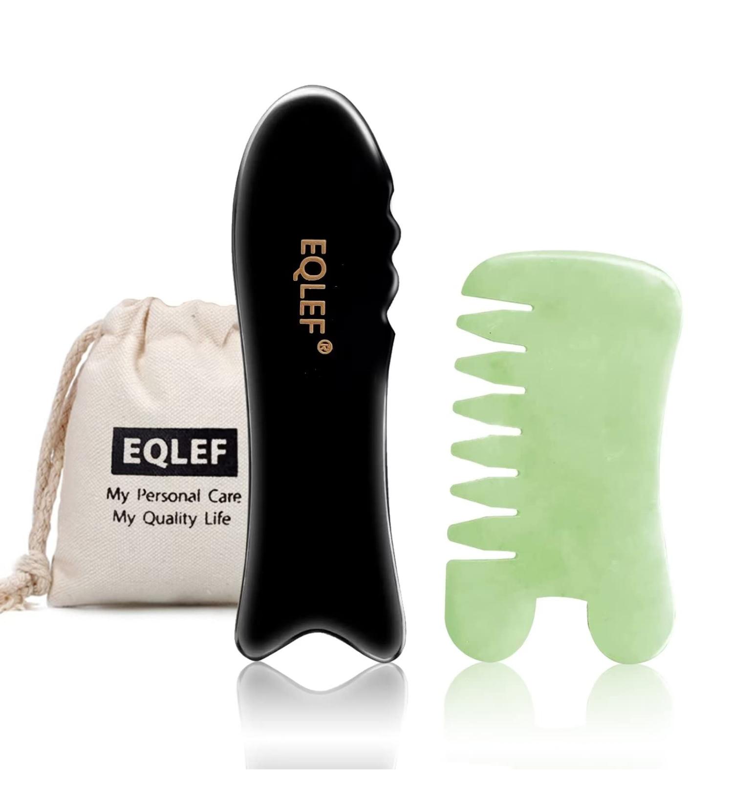 Premium Gua Sha Set - Jade & Buffalo Horn Massage Tools for Spa & Trigger Point Therapy (2PCs) | Perfect for Face Arm & Foot - Buy Online on GoSupps.com