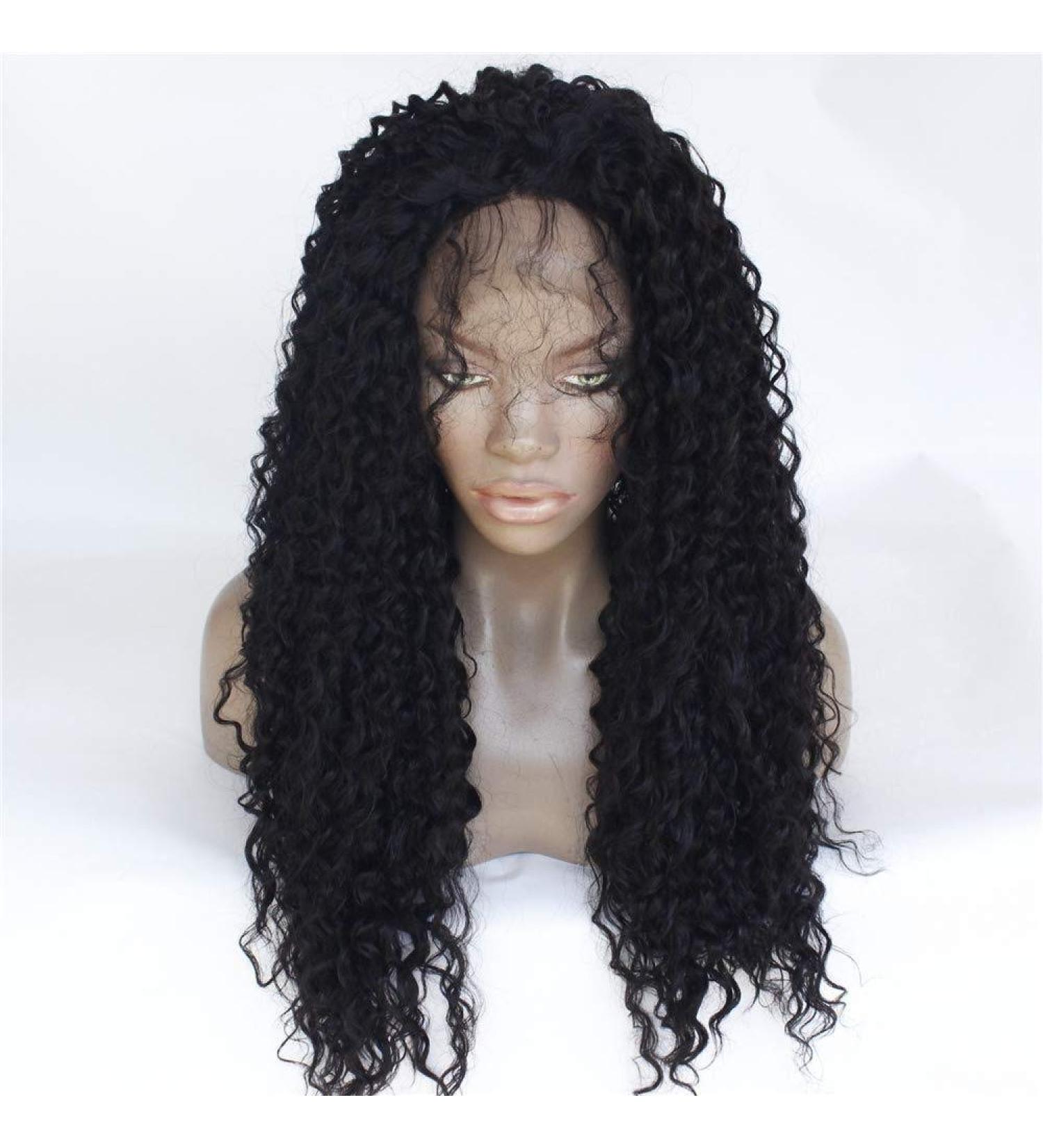 High-Temperature Silk Black Wig - Small Roll Ladies Front Lace Curly Hair | Premium Chemical Fiber eCommerce - Buy Online on GoSupps.com
