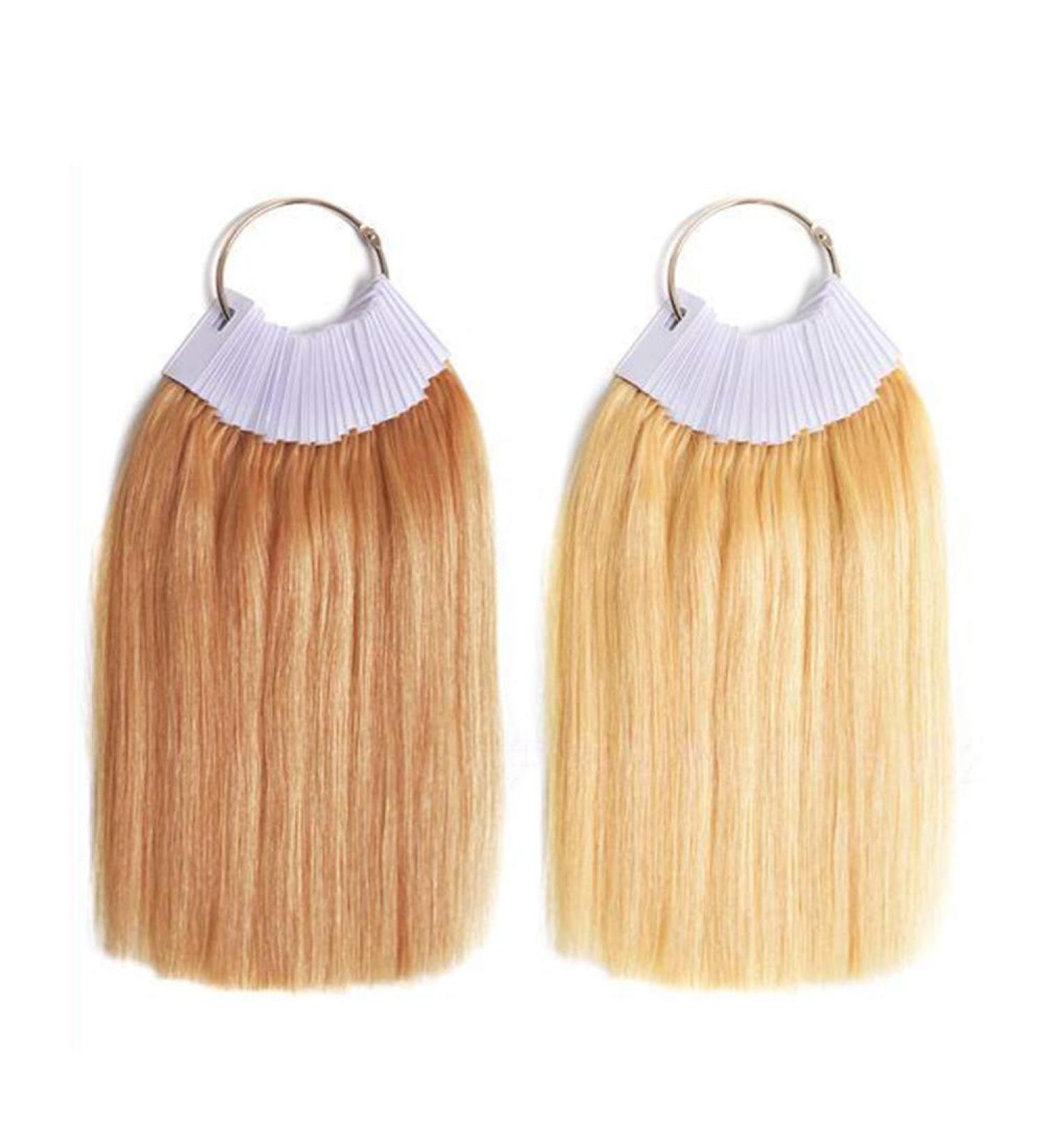 RemeeHi Hair Swatches for Testing Color Hair Color Sample Rings with White Buckles Real Human Hair for Salon Hairdressing 30 strands/set Platinum Gold 9  - Buy Online on GoSupps.com
