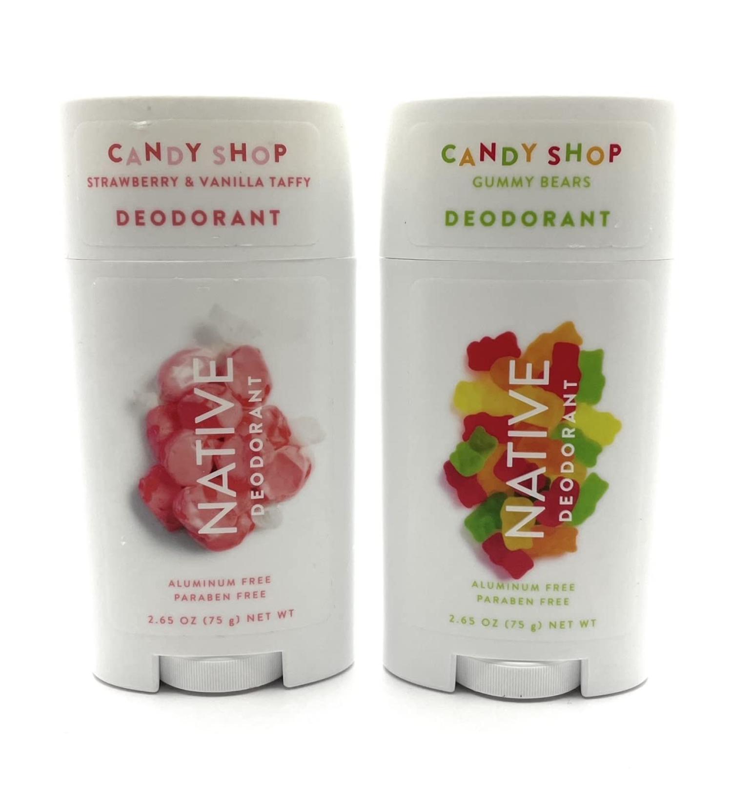 Candy Shop Native Deodorant Variety Bundle Includes (1) Each : Gummy Bears (2.65 oz) and Strawberry & Vanilla (2.65 oz)