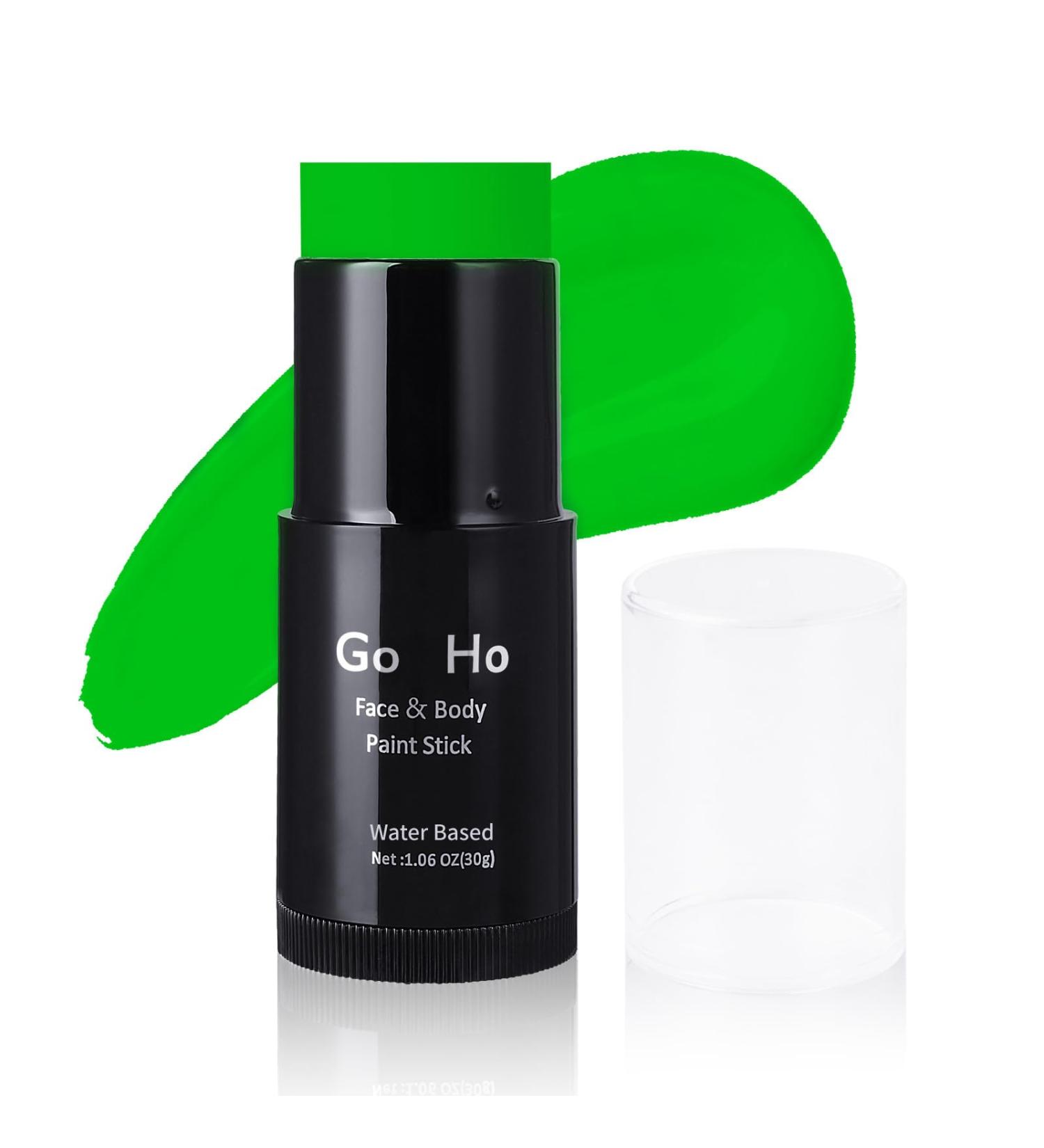Go Ho Water Based Green Face Paint Stick (1.06 Oz) - Washable Cream Body Paint for Grinch Costume Makeup | Full-Coverage SFX Cosplay and Theater Makeup Stick - Halloween Essential - Buy Online on GoSupps.com