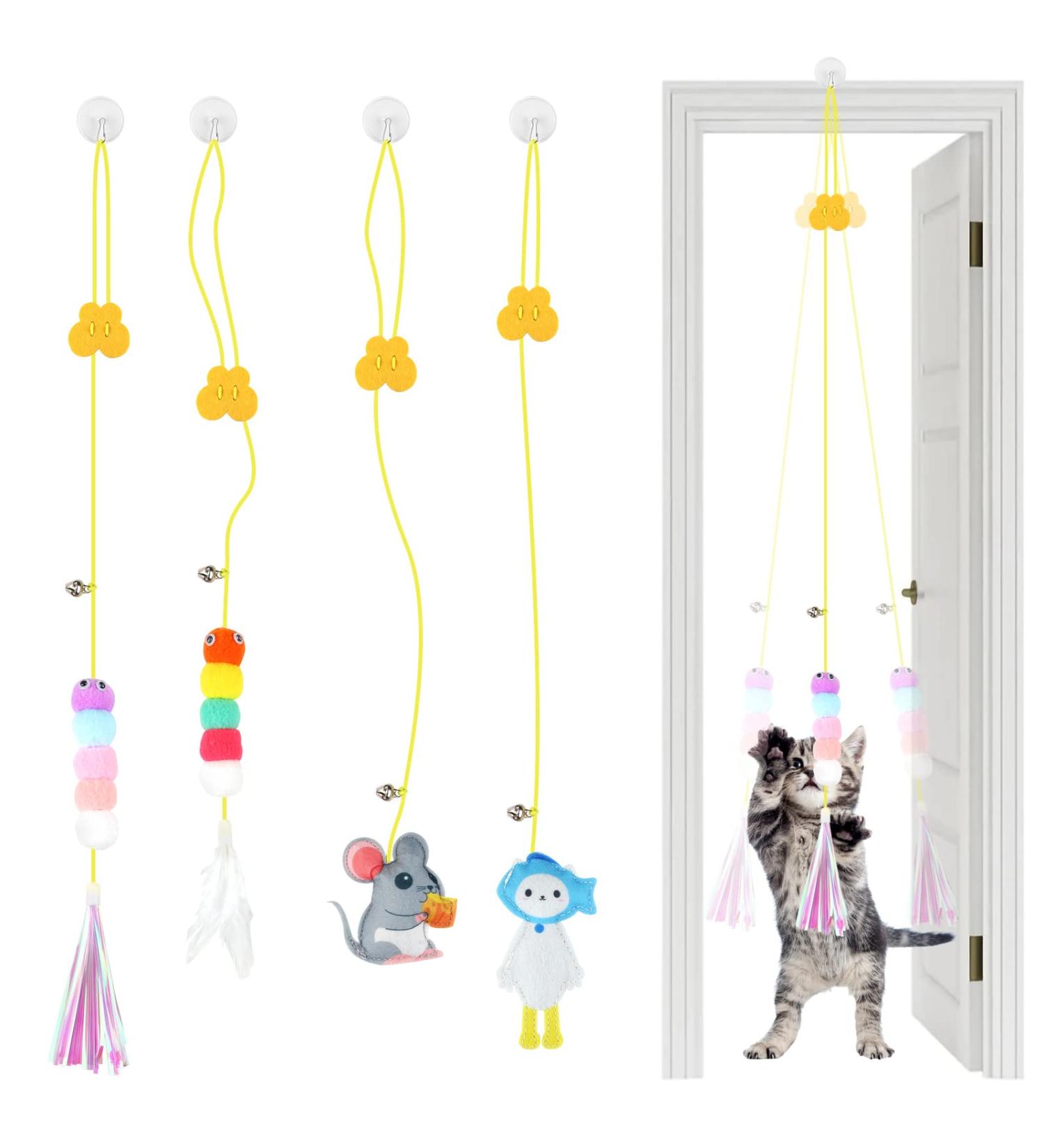 Vaktop Door Hanging Cat Toy 4 PCS Cat Toys Interactive for Indoor Cats Jumpy Cat Toy Self-Play Chasing Exercise Entertain Cat Toy - for Hunting Exercising Eliminating Boredom 4PCS - Buy Online on GoSupps.com
