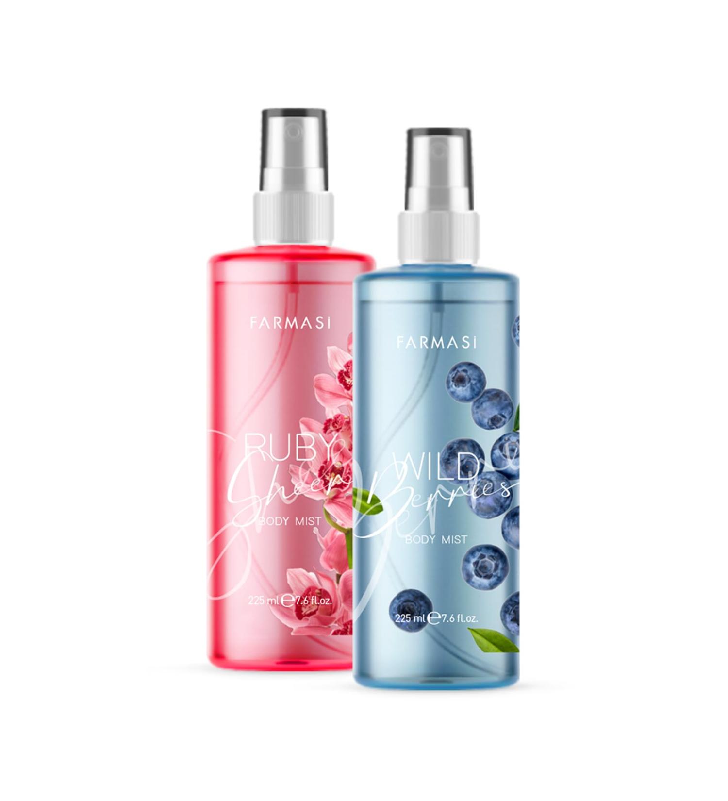 FARMASi Twice as Sweet: Body Spray Set Ruby Flowers and Wild Berries Body Sprays Captivating Floral Fruity Scents for Long-Lasting Freshness Ideal for Gifting Gift for her 225 ml/7.6flOz Each
