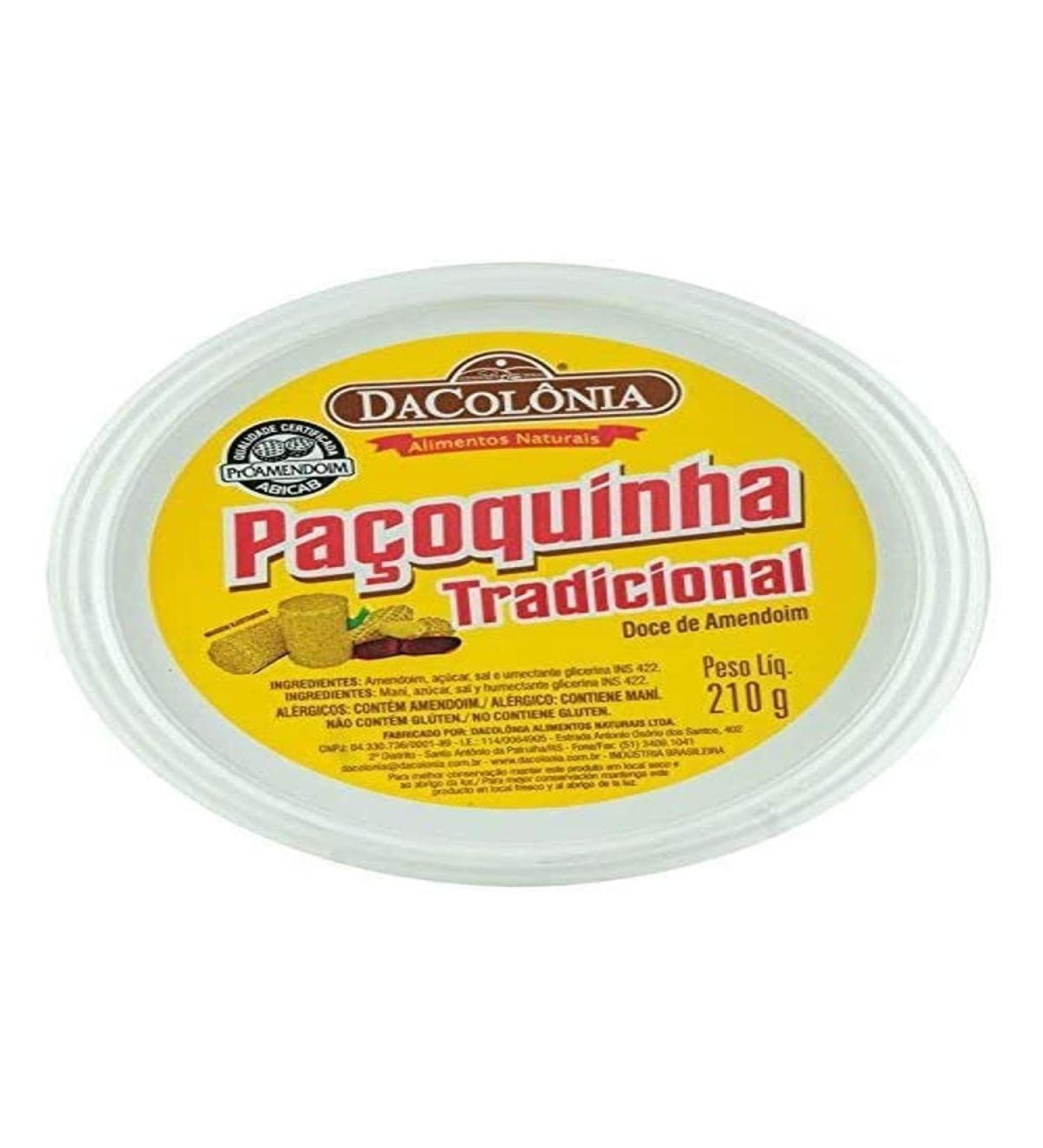 Pa oca Rolha Tradicional DACOLONIA 210g - Fine Peanut bar Plastic Box 210g