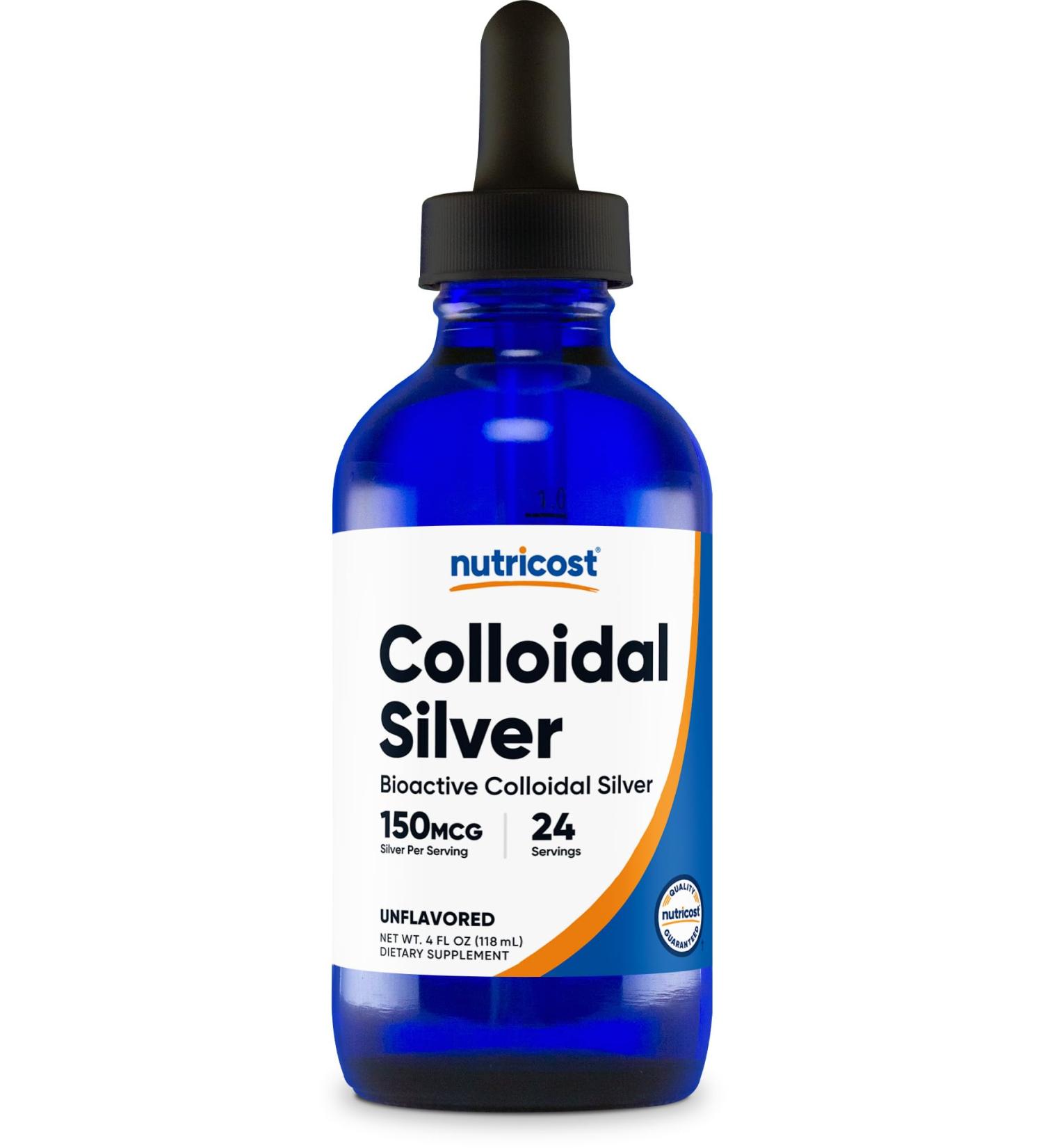 Nutricost Colloidal Silver 4oz - Cobalt Blue Glass Bottles Bio-Active Colloidal Silver Unflavored 4 Fl Oz (Pack of 1) - Buy Online on GoSupps.com