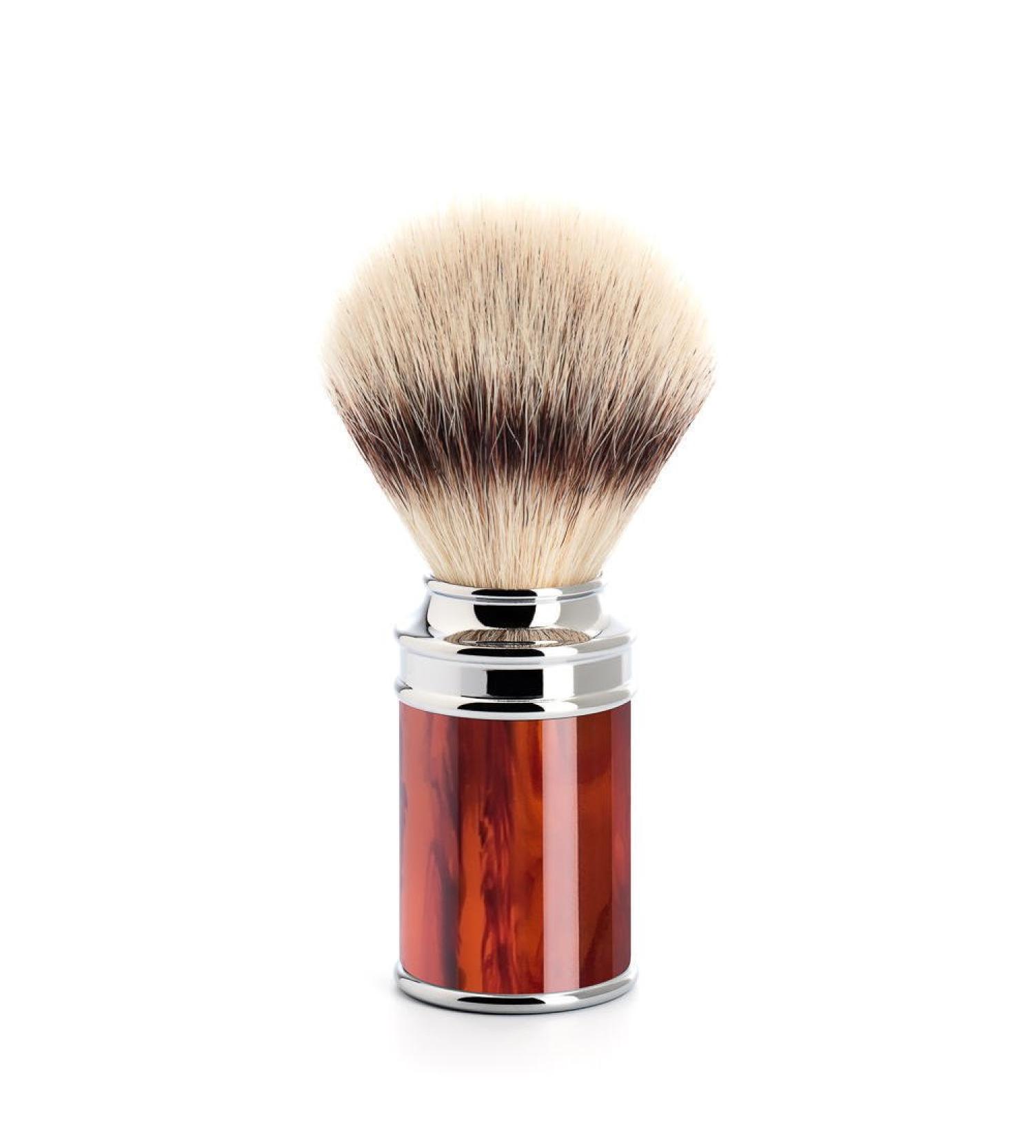 M HLE Shaving Brush Silvertip Fibre - precious resin tortoiseshell