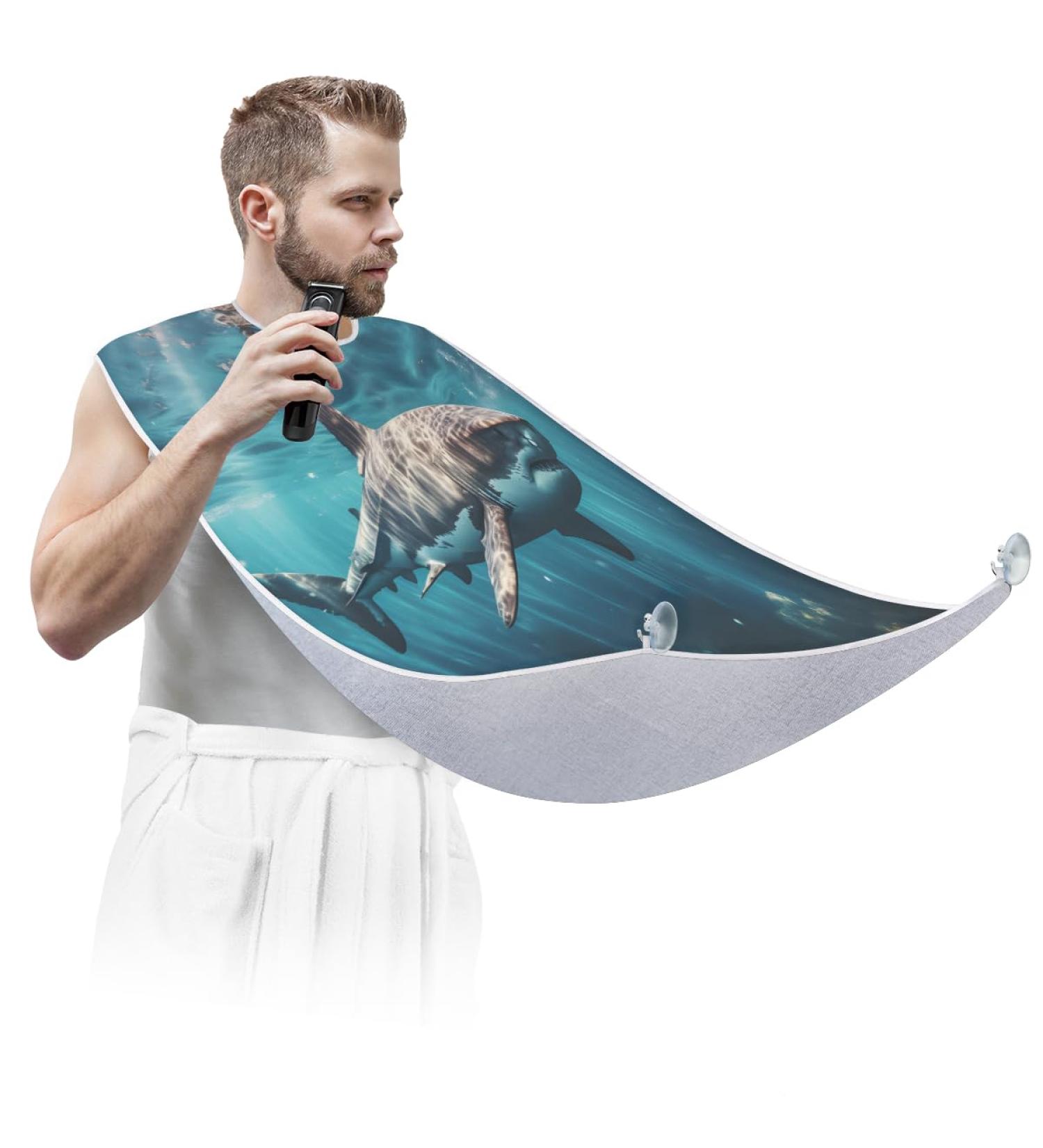 Shark Beard Bib Apron for Men | Beard Hair Catcher & Gift for Dad | Perfect for Shaving | Suction Cups Included - Buy Online on GoSupps.com