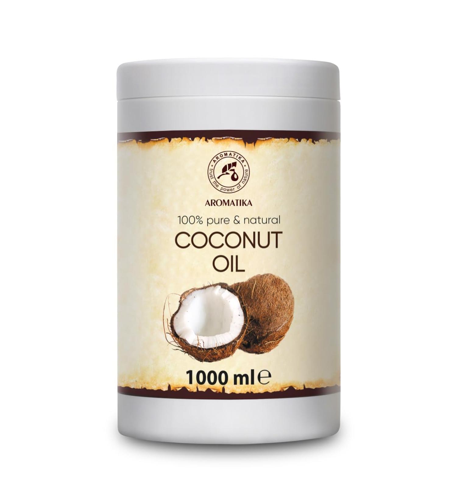 Coconut Oil 1000ml - Indonesia - Cocos Nucifera Oil - 100% Pure & Natural Cold Pressed - Unrefined Coconut Oil - Best Benefits for Skin - Hair - Face - Body Care - Unrefined Coconut Oils - Buy Online on GoSupps.com