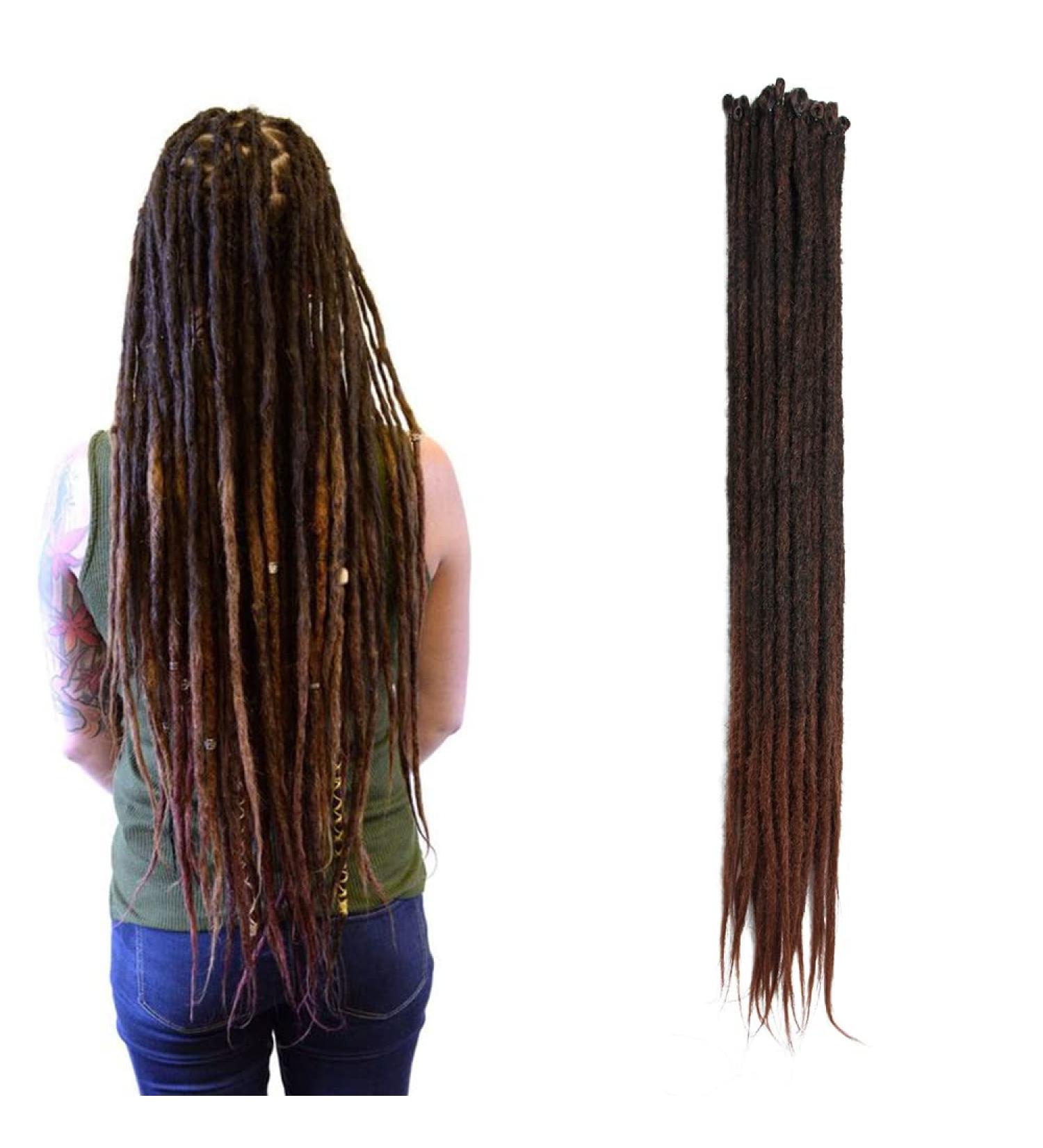 Handmade 20 Inch Synthetic Dreadlock Extensions - 0.6cm Thin Crochet Hair for Hip-Hop Style - Soft Dreads - 20 Strand in MT1B-30# Colors - Buy Online on GoSupps.com