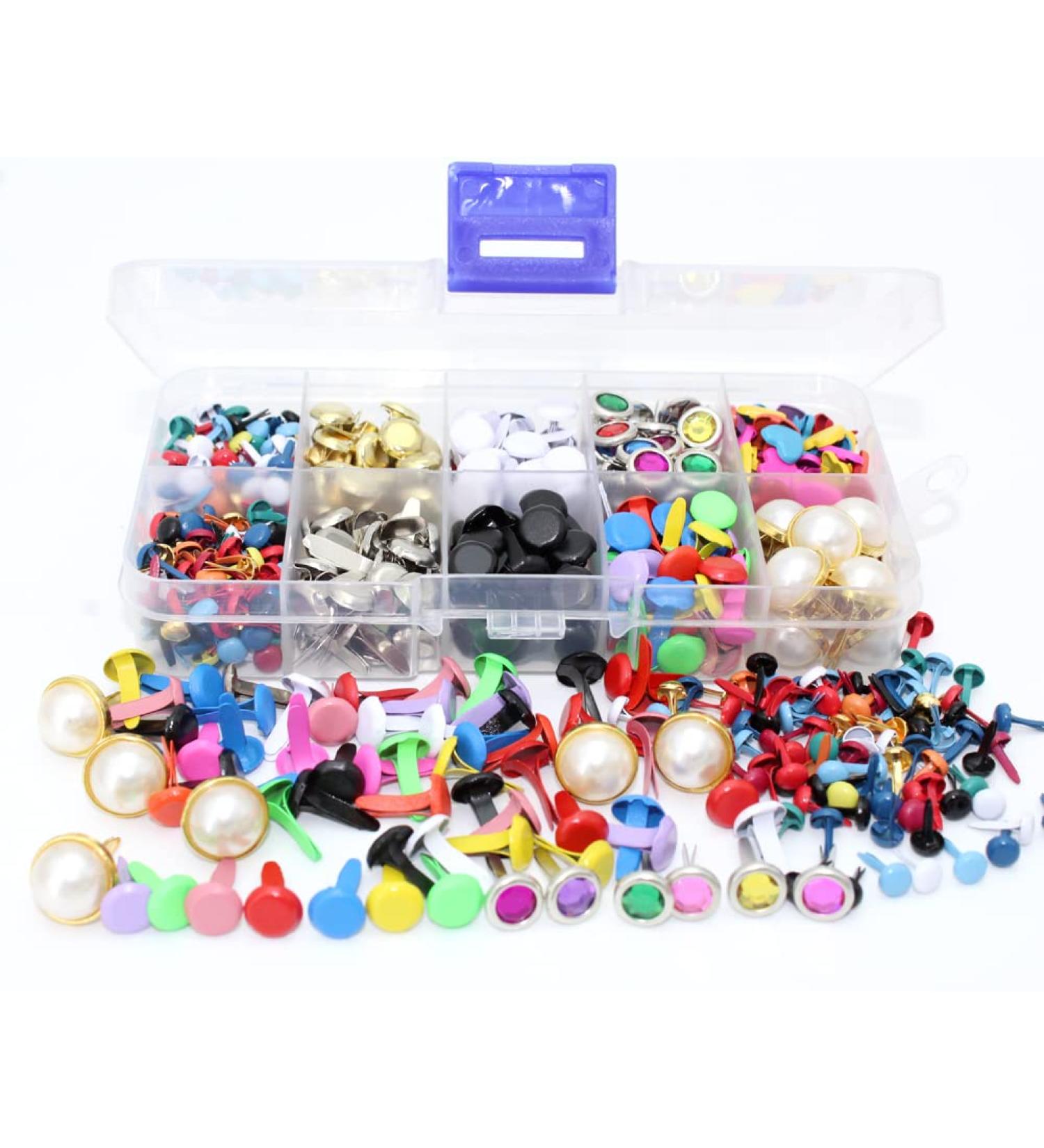 500Pcs Mixed Color Metal Brads Kit for Scrapbooking, Paper Crafts & DIY Projects - Buy Online on GoSupps.com