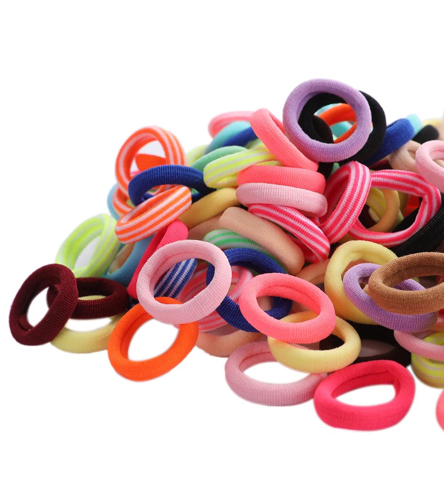 400 Pcs Soft Rainbow Hair Ties for Toddler Girls - Ponytail Bands Stretch Elastics - Curly Kids Hair Accessories in Pink - Buy Online on GoSupps.com