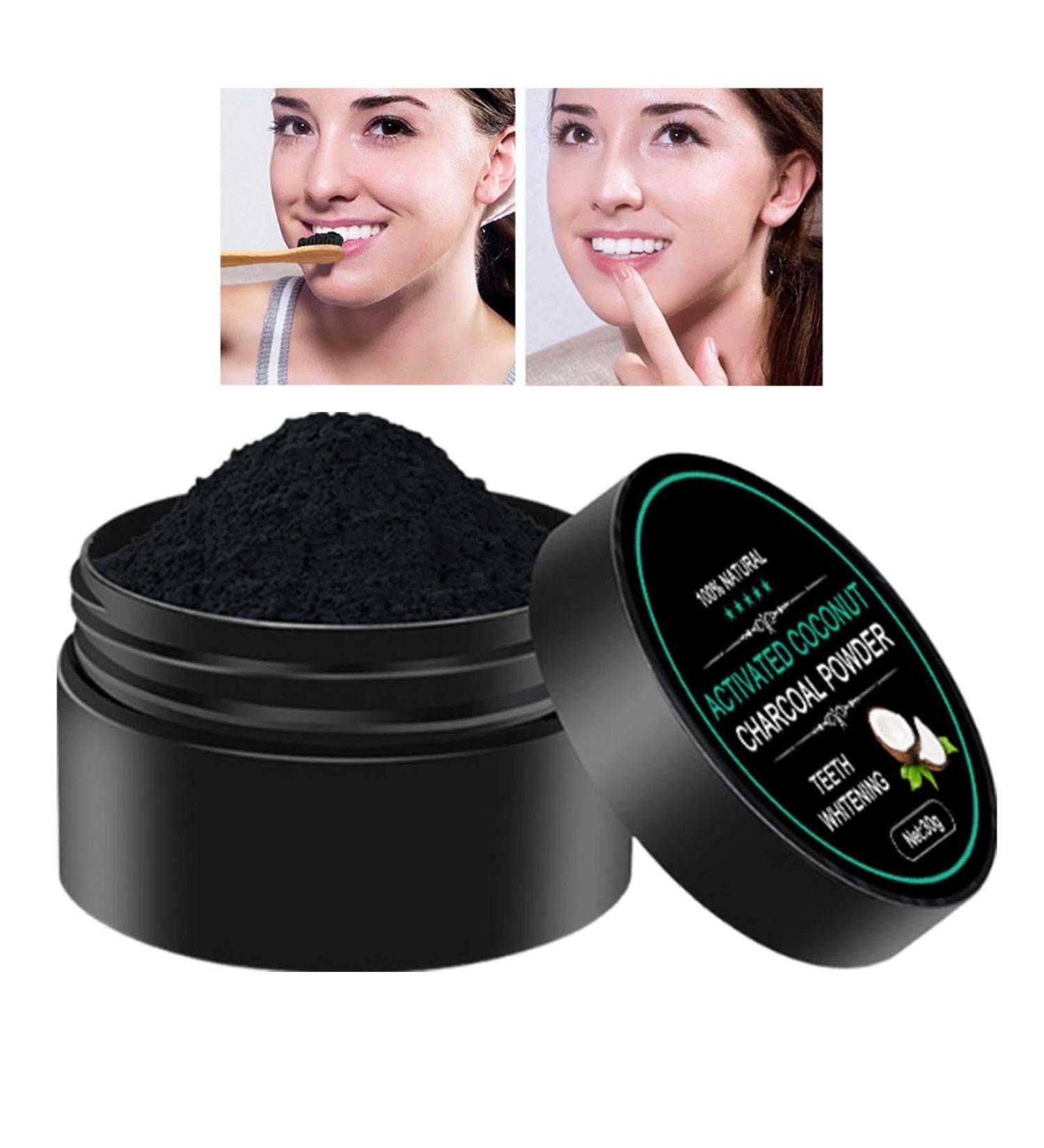 Coal Toothpaste Powder | Coconut Tooth Whitener | Activated Carbon with Bamboo Toothbrush | Stain Remover & Safe for Enamel - Buy Online on GoSupps.com