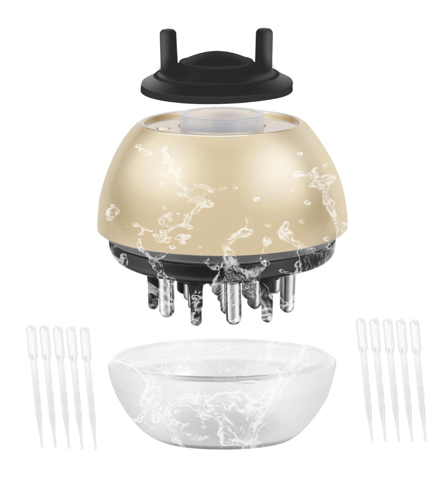 Buy 2-in-1 Hair Oil Applicator & Scalp Massage Brush - Gold 30ml for Hair Treatment & Essential Oils - Buy Online on GoSupps.com