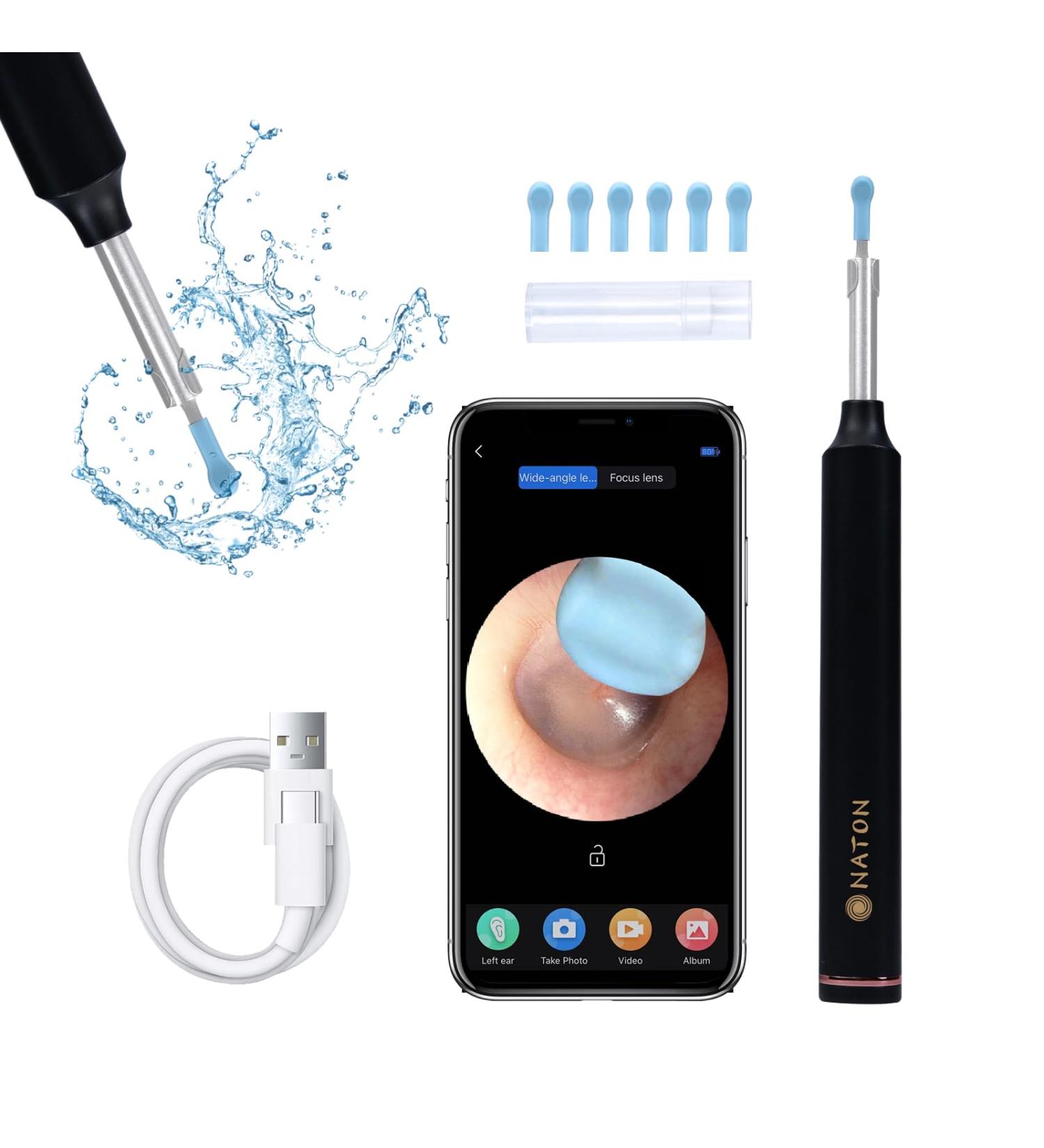 NATON Ear Wax Removal Kit - 1920P FHD Wireless Otoscope Ear Camera with 7 PCS Ear Spoon, Waterproof Ear Wax Remover for Adults, Kids, and Pets - Compatible with iOS and Android - Buy Online on GoSupps.com