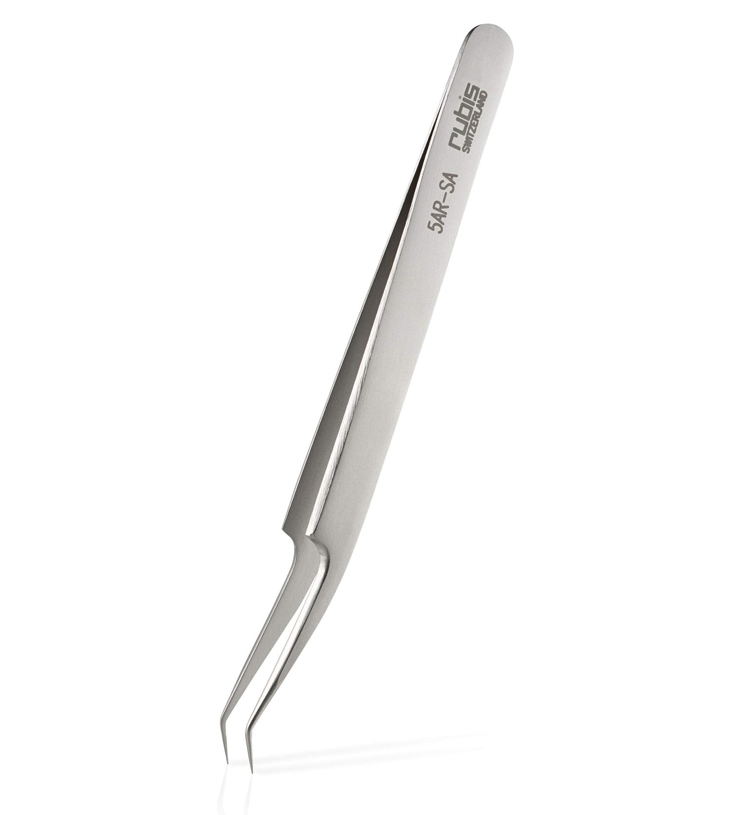 Rubis Tech precision tweezer 5ar -SA - 115 mm - Ultraic Technical tweezers with precision tip bent tip 0.15/0.2 mm anti -timing acid -resistant