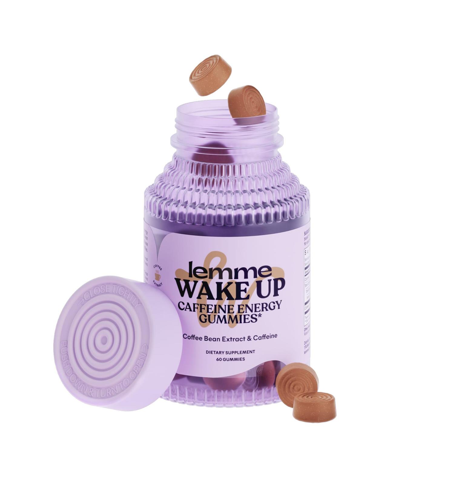 Lemme Wake Up Caffeine Energy Gummies - 80mg Caffeine Vegan Gluten Free Cappuccino Flavor 1 Month Supply (60 ct) - Boost Your Energy - Buy Online on GoSupps.com