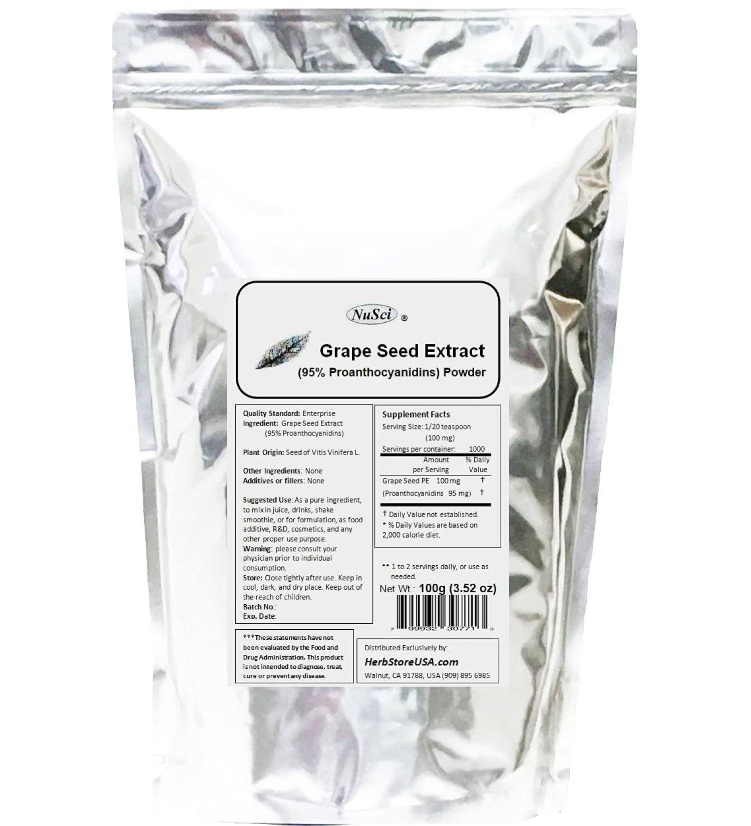 Grape Seed (Europe) Extract Powder Standardized 95% Proanthocyanidins OPC (100 Grams (3.52 oz)) Europe Grown GMO Free Non-Irradiated 3.52 Ounce (Pack of 1) - Buy Online on GoSupps.com