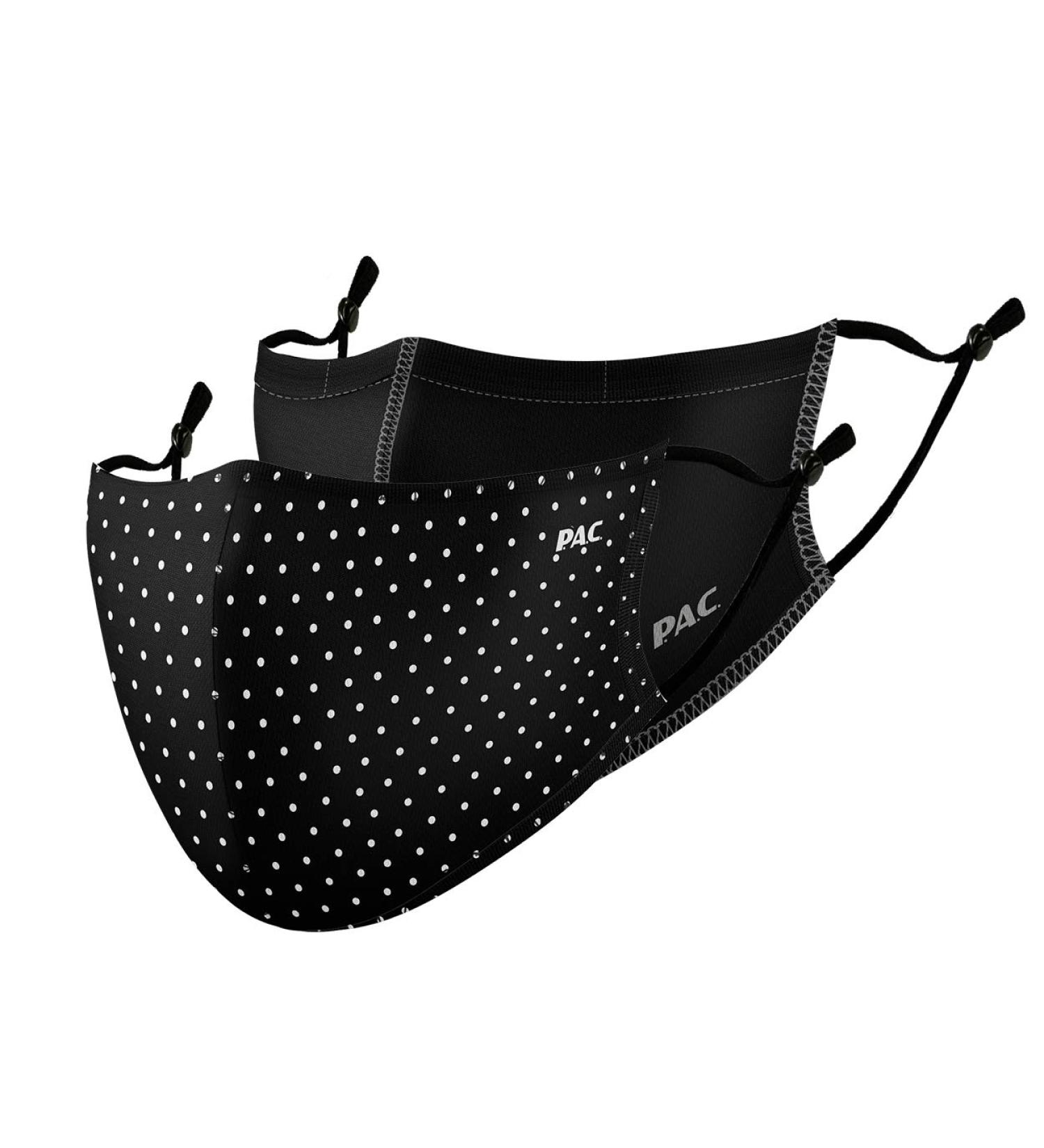 P.A.C. Lightweight 2-Pack Premium Reusable Masks | Washable Mouth & Nose Mask | Oeko-Tex 100 | Everyday Use in White Dots & Total Black - Buy Online on GoSupps.com
