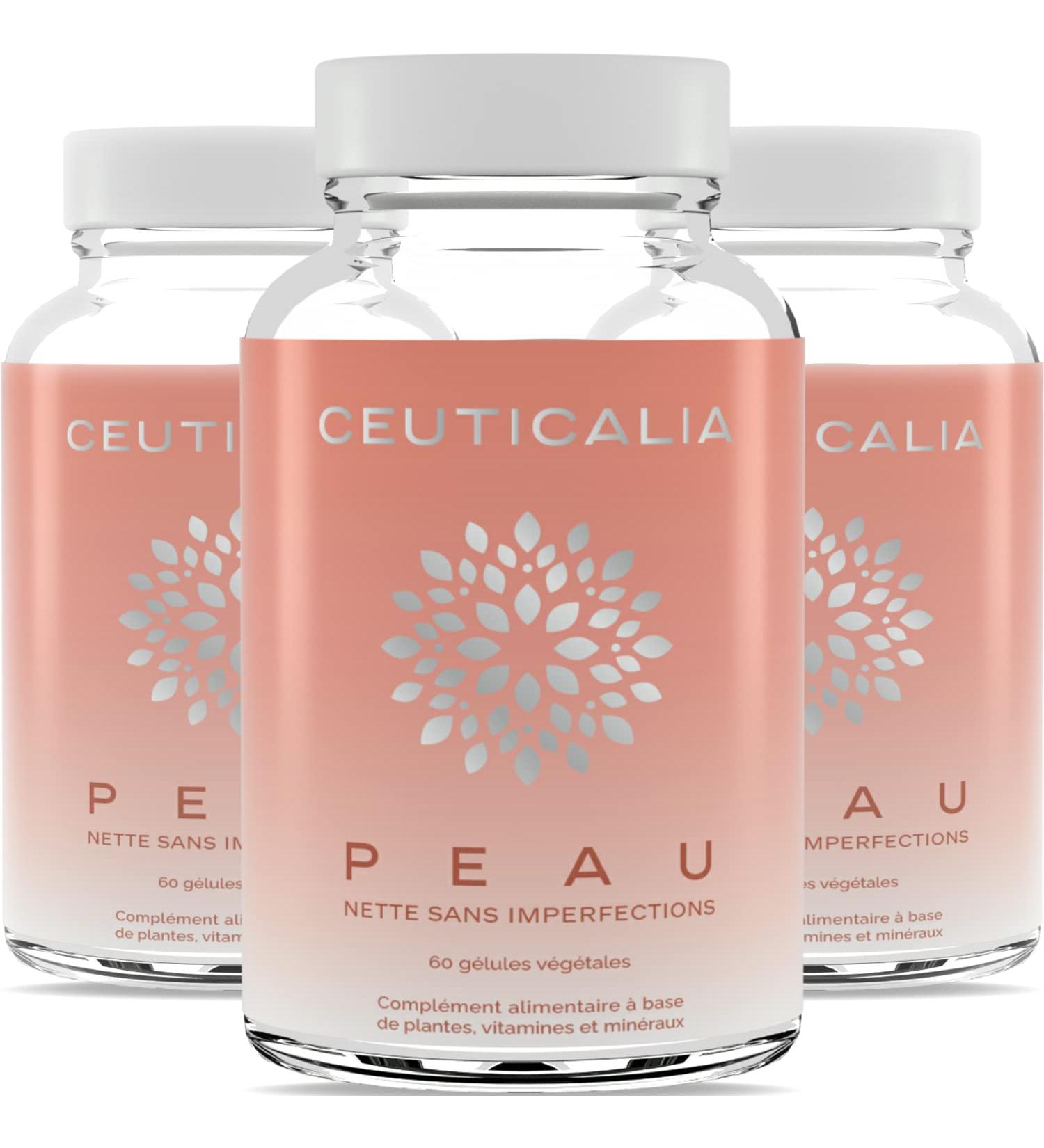  ceuticalia Skin Food Supplement - Anti-Blackhead Acne Oily Skin Dry Skin Spots Facial Imperfections - Men Women - Zinc Vitamin A Nettle Burdock Horsetail - 180 Capsules 90 Days - Buy Online on GoSupps.com