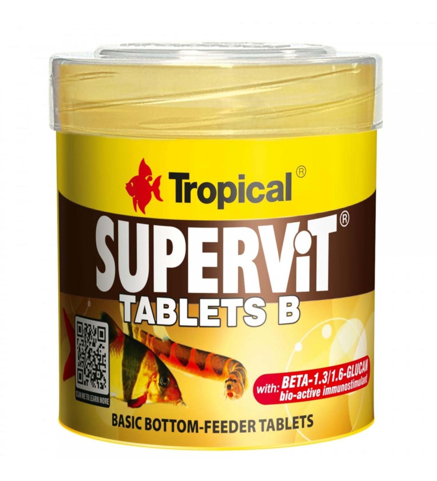 SUPERVIT Tablets B 50ml / 36g - Basic Tablets for Bottom Dwellers Contains: Bio-Active Immunostimulant Beta-glucan – boosts immunity