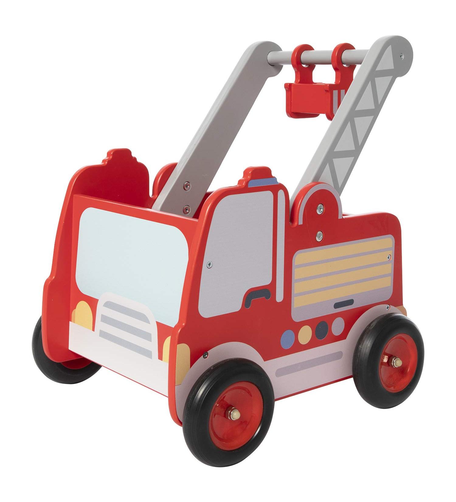 Red Fire Truck Wooden Baby Push Walker | 2-in-1 Toddler Push & Pull Toy for Boys & Girls 1-3 Years - Buy Online on GoSupps.com