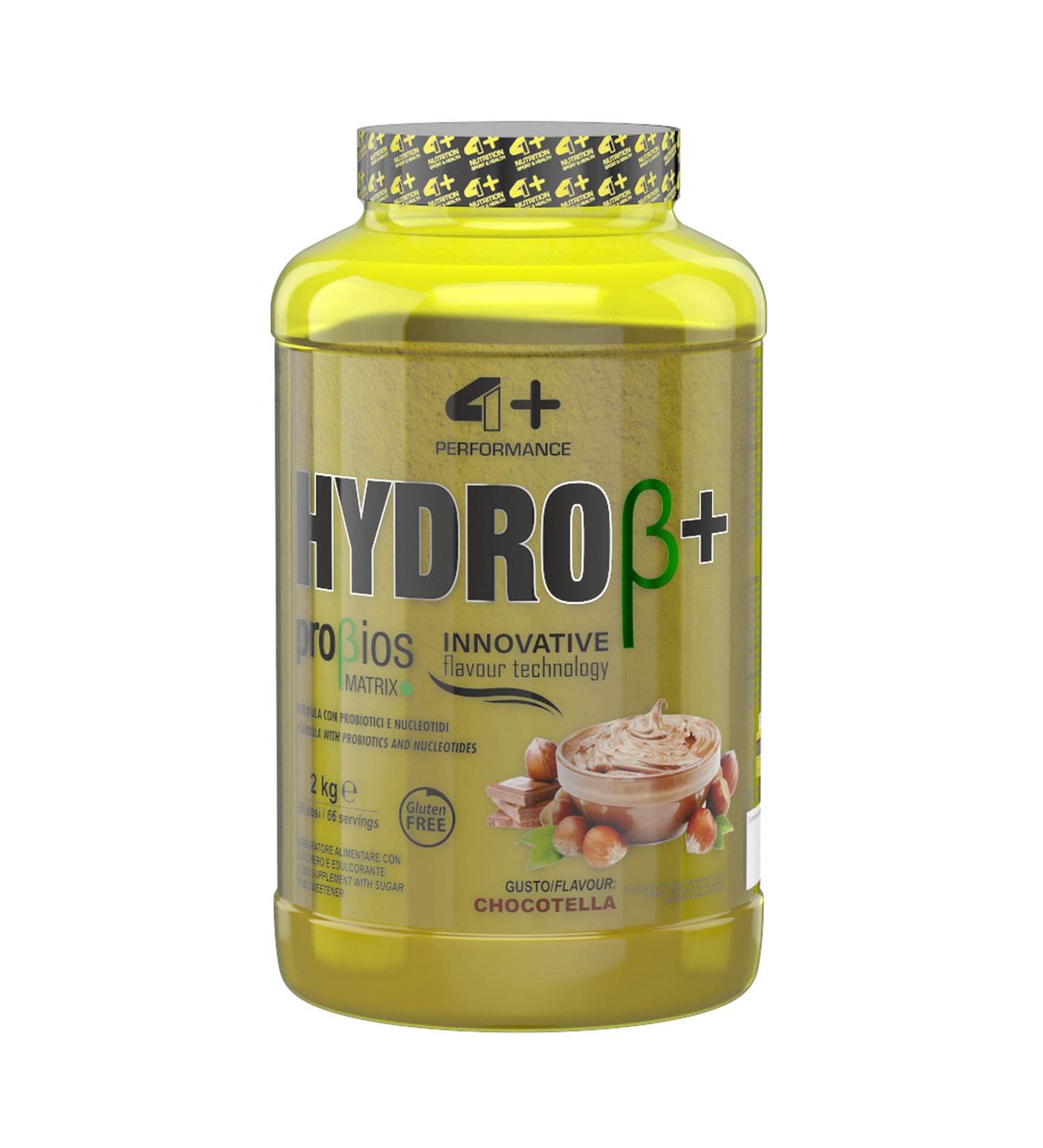 4+ NUTRITION 4+ NUTRITION - Hydro + sports supplement hydrolyzed whey protein increased energy endurance and rapid recovery powder Chocotella flavor 2 kg