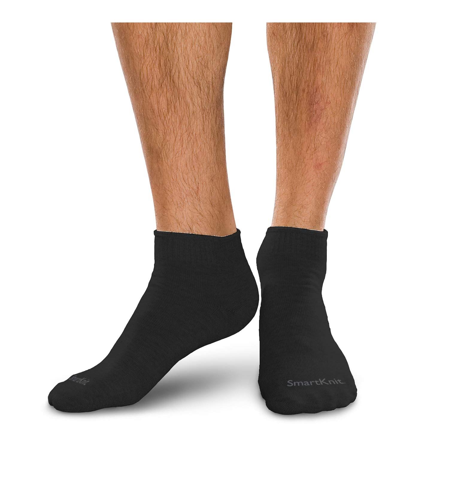 SmartKnit Seamless Diabetic Mini Crew Socks 3 Pack - Small Black (6 Count) - Buy Online on GoSupps.com