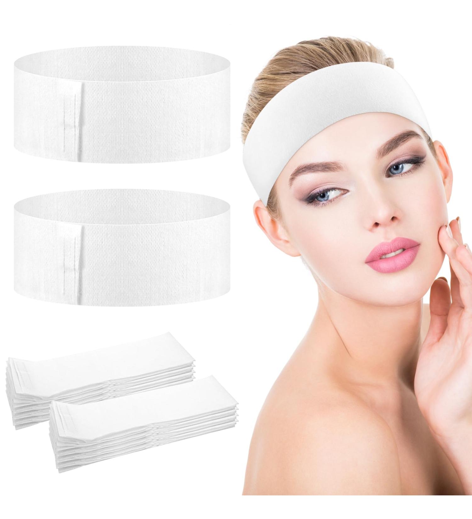 YUXIANLB 30 Pieces Disposable Spa Facial Headbands Stretch Non-Woven Skincare Headband Soft SkinCare Hair Band with Adjustable Magic Tape for Women Girls Salons Esthetician Supplies White - Buy Online on GoSupps.com