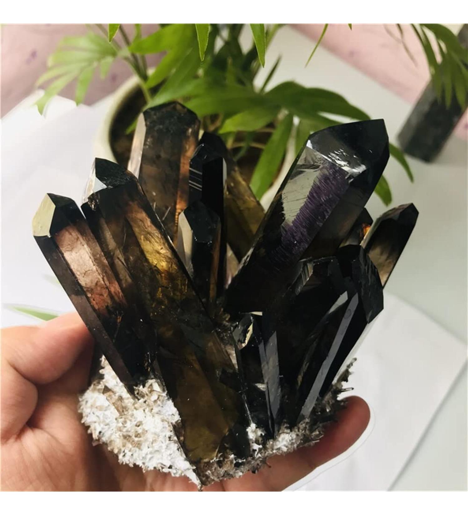 Home Decoration 400-500g Hot Quartz Cluster Natural Cairngorm Crystals Flowers Smoky Quartz Cluster s Stone Crystal Reiki - Buy Online on GoSupps.com