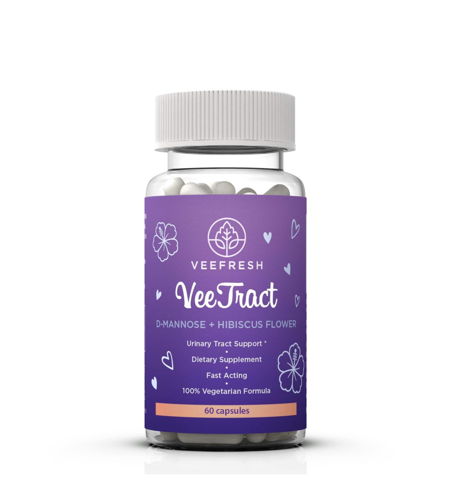 VeeFresh VeeTract Urinary Tract Support - D-Mannose & Hibiscus Blend - 1 Month Supply (60 Capsules) - Buy Online on GoSupps.com