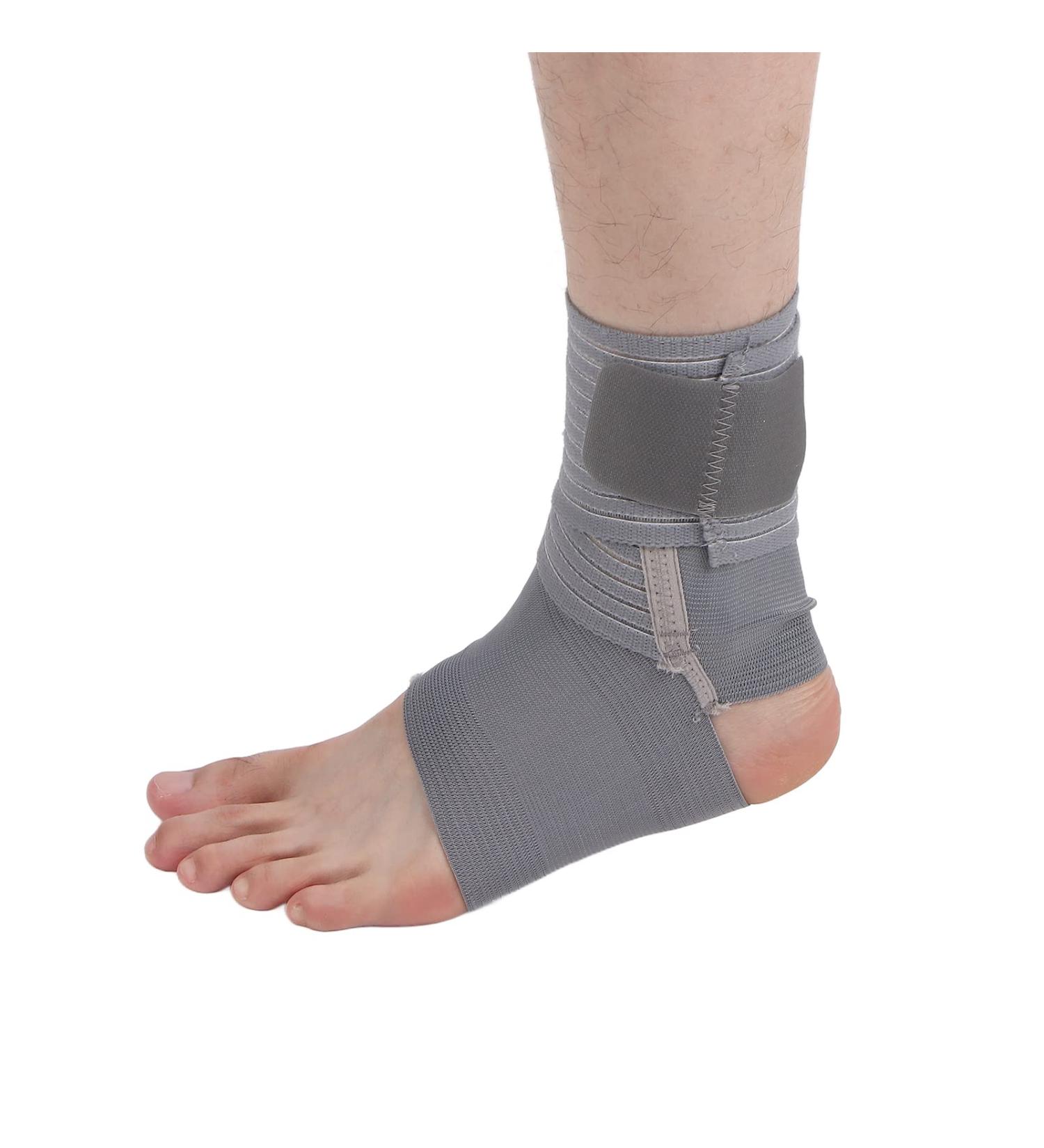 Milltrip Ankle Brace for Sprains | Grey Nylon Compression Foot Guard Bandage | International Shipping Available - Buy Online on GoSupps.com