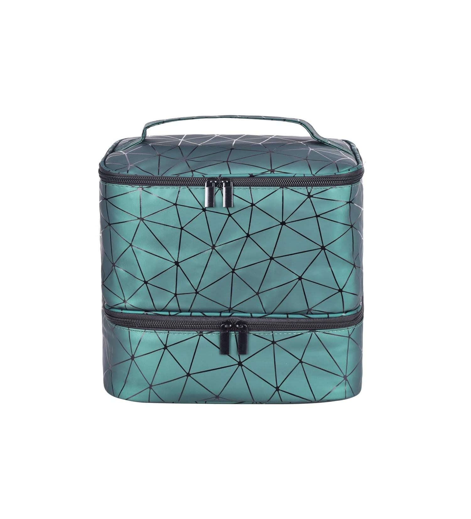 RZMAYIS Nail Polish Carrying Case Bag Green Double-Layer Storage for 30 Bottles and Nail Dryer - Buy Online on GoSupps.com