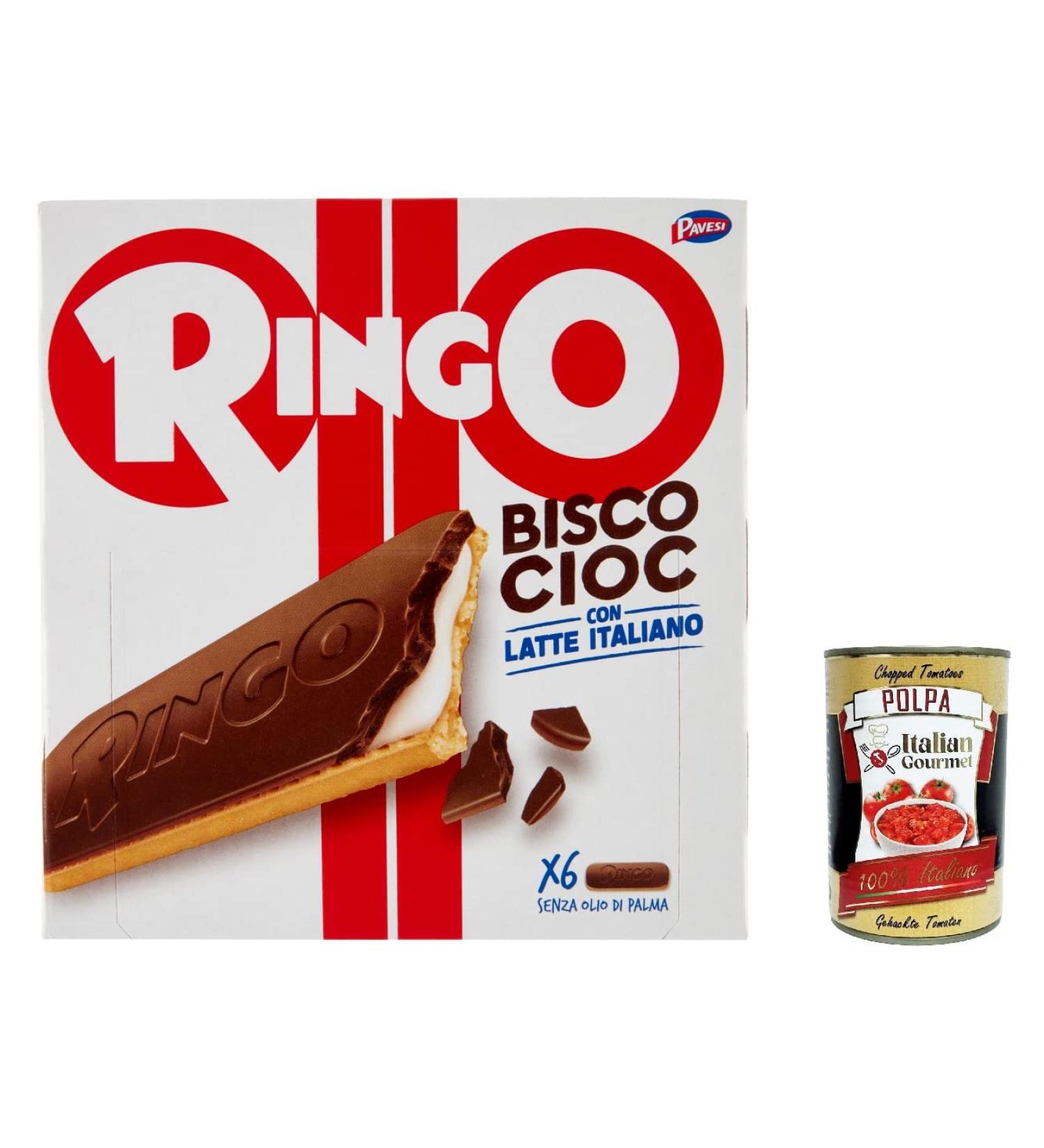 Italian Gourmet E.R. Pavesi Ringo Bisco Cioc Latte 162g Chocolate Coated Italian Milk Cream Stuffed Cookies 162g + Gourmet Italian Polpa 400g - Buy Online on GoSupps.com