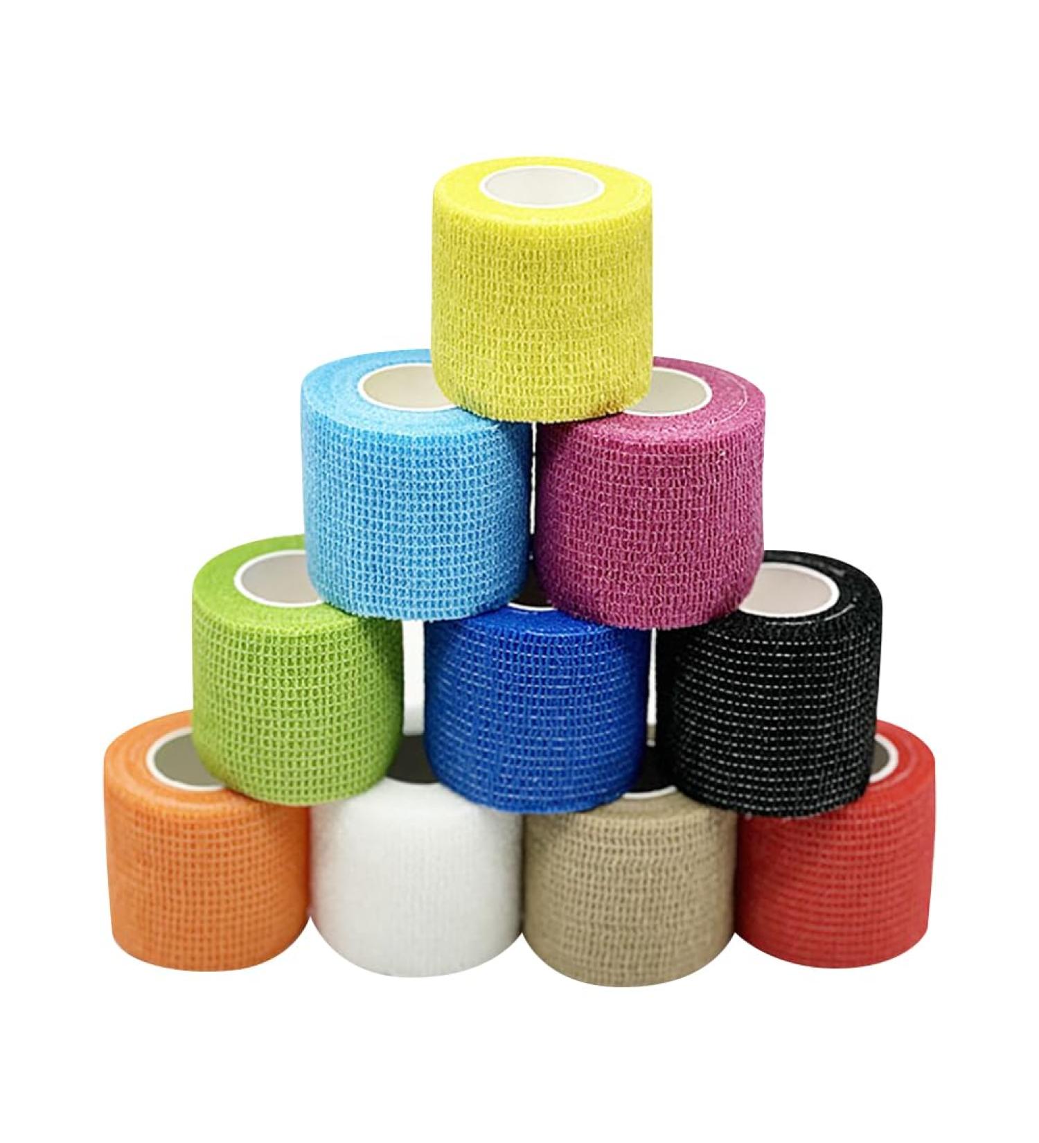Buy 10 Rolls Colorful Adhesive Elastic Bandage Tape - 5 cm x 4.5 m Pet Vet Wrap for Sports & Injury Recovery - Perfect for Ankles & Wrists - Buy Online on GoSupps.com