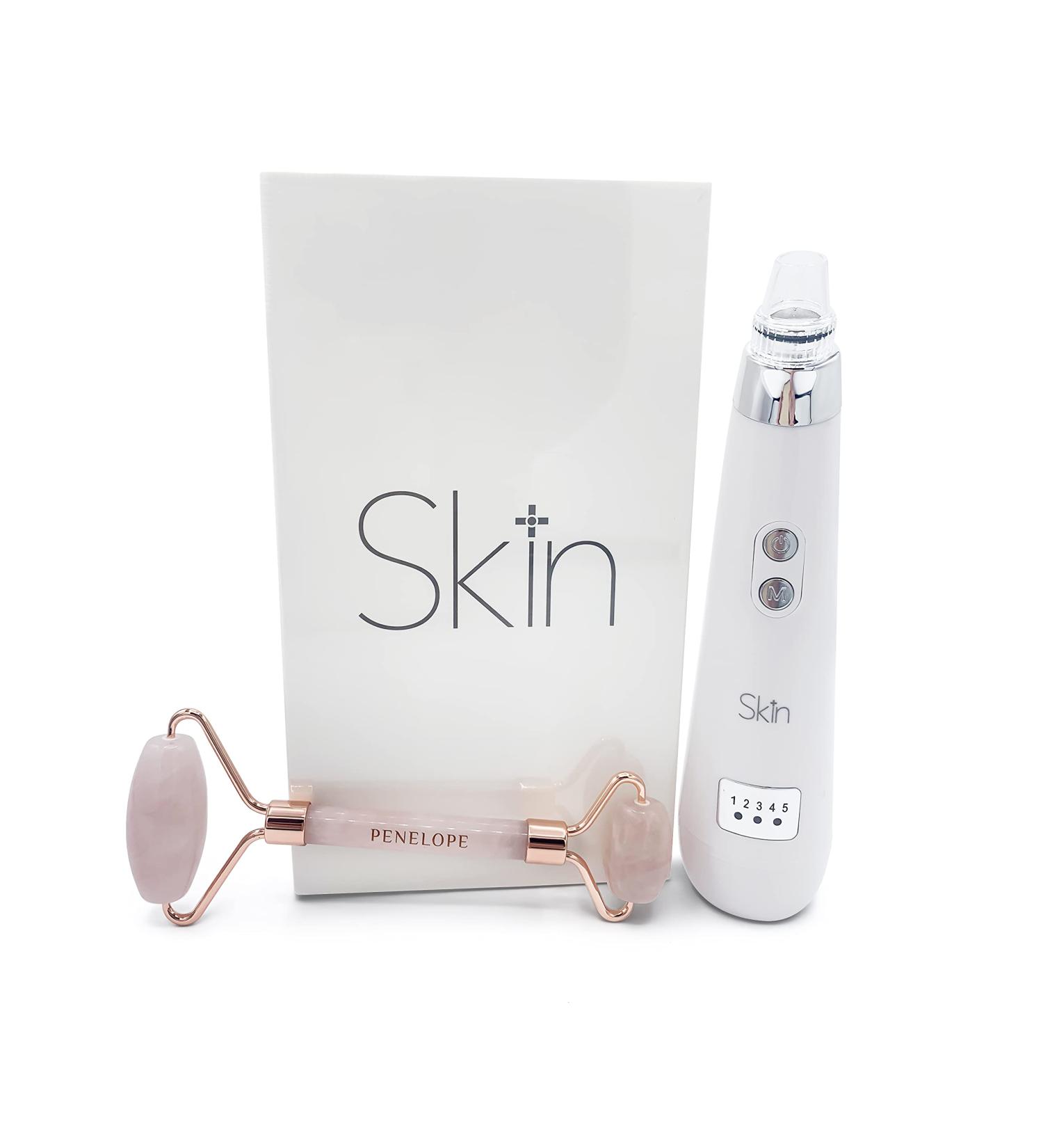 Blackhead Remover Pore Vacuum Cleaner with Rose Quartz Roller - Electric Acne Extractor Kit | USB Rechargeable Suction Tool - Buy Online on GoSupps.com