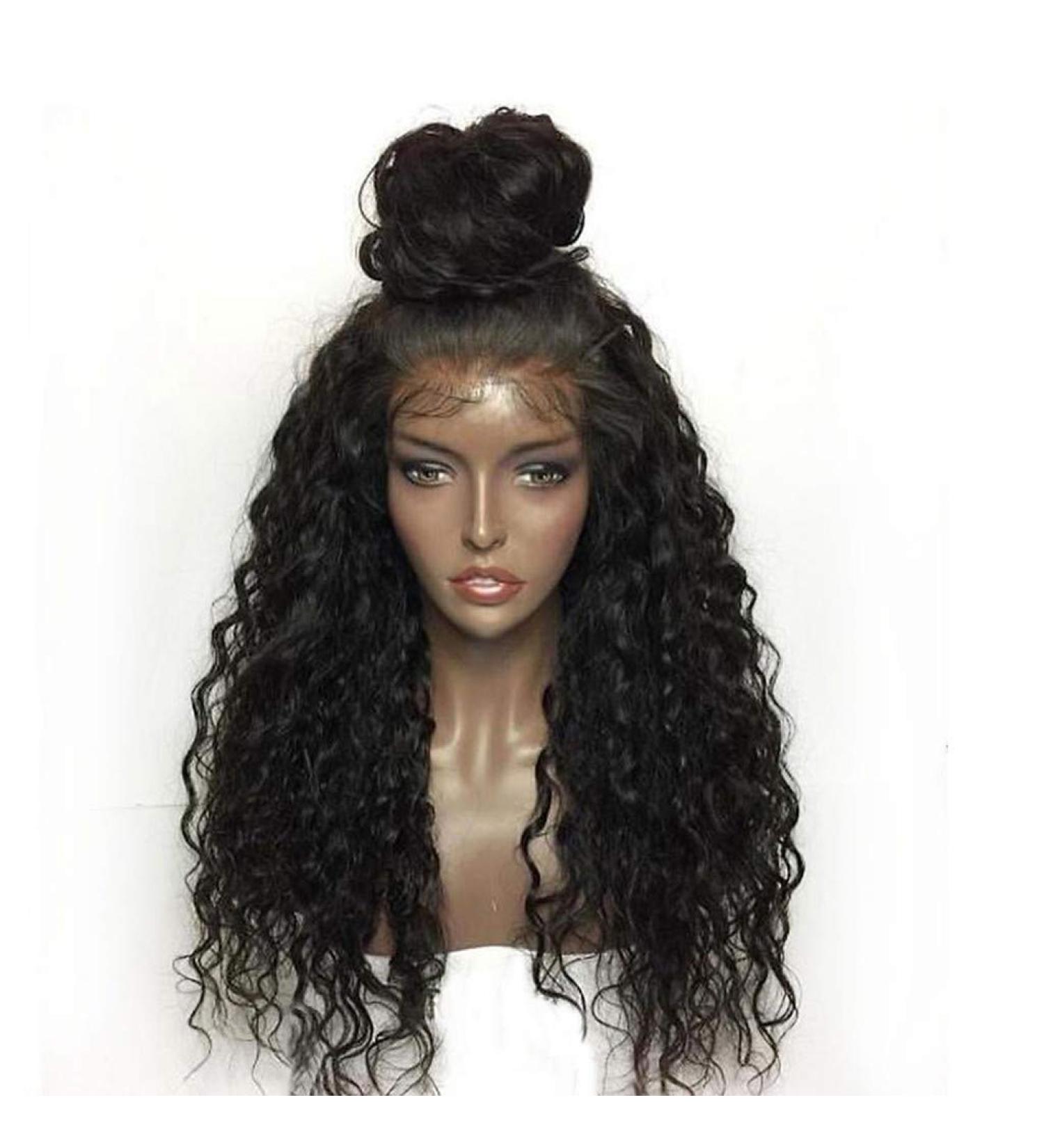 Afro Wig for Women - Black Wavy Synthetic Curly Long Hair | 70s 80s 50s 60s Cosplay & Party Style - Buy Online on GoSupps.com