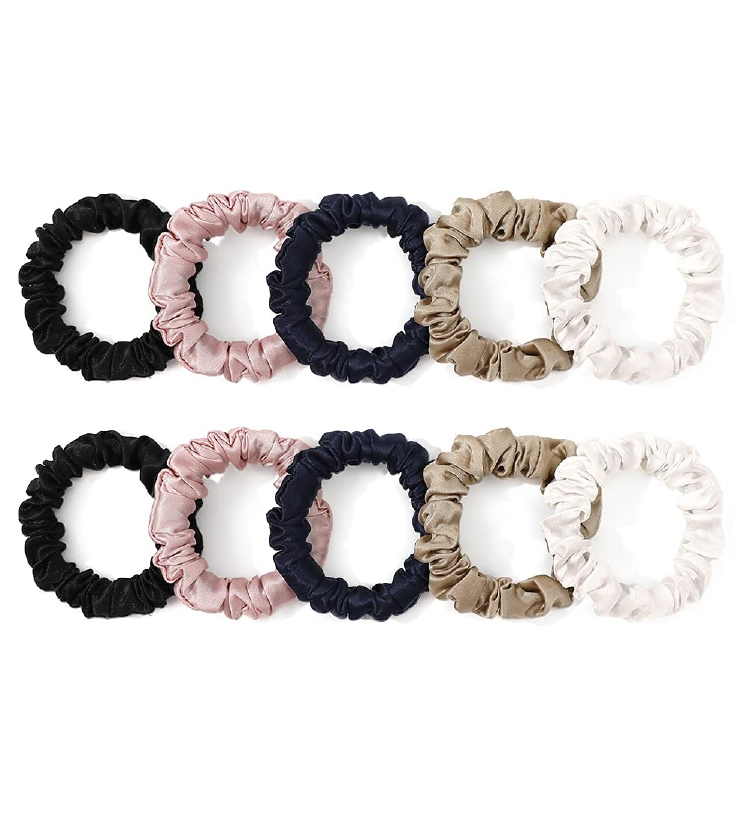 Lilysilk 100% Silk Hair Rings for Women - Ponytail Holders & Hair Ties | 10-Pack in Taupe Black Navy Pink & Ivory - Eco-Friendly & Stylish - Buy Online on GoSupps.com