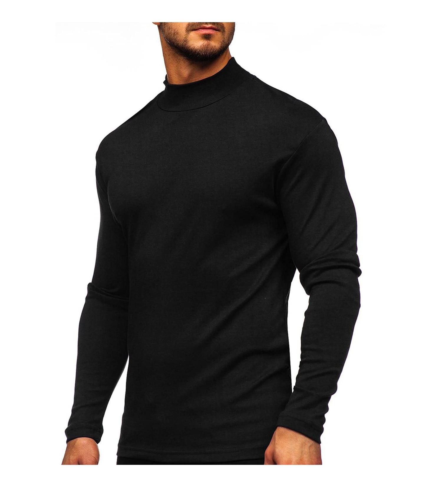 Rela Bota Men's Half Turtleneck Long Sleeve Pullover Sweater - Black | Slim Fit Undershirt for Men - Buy Online on GoSupps.com