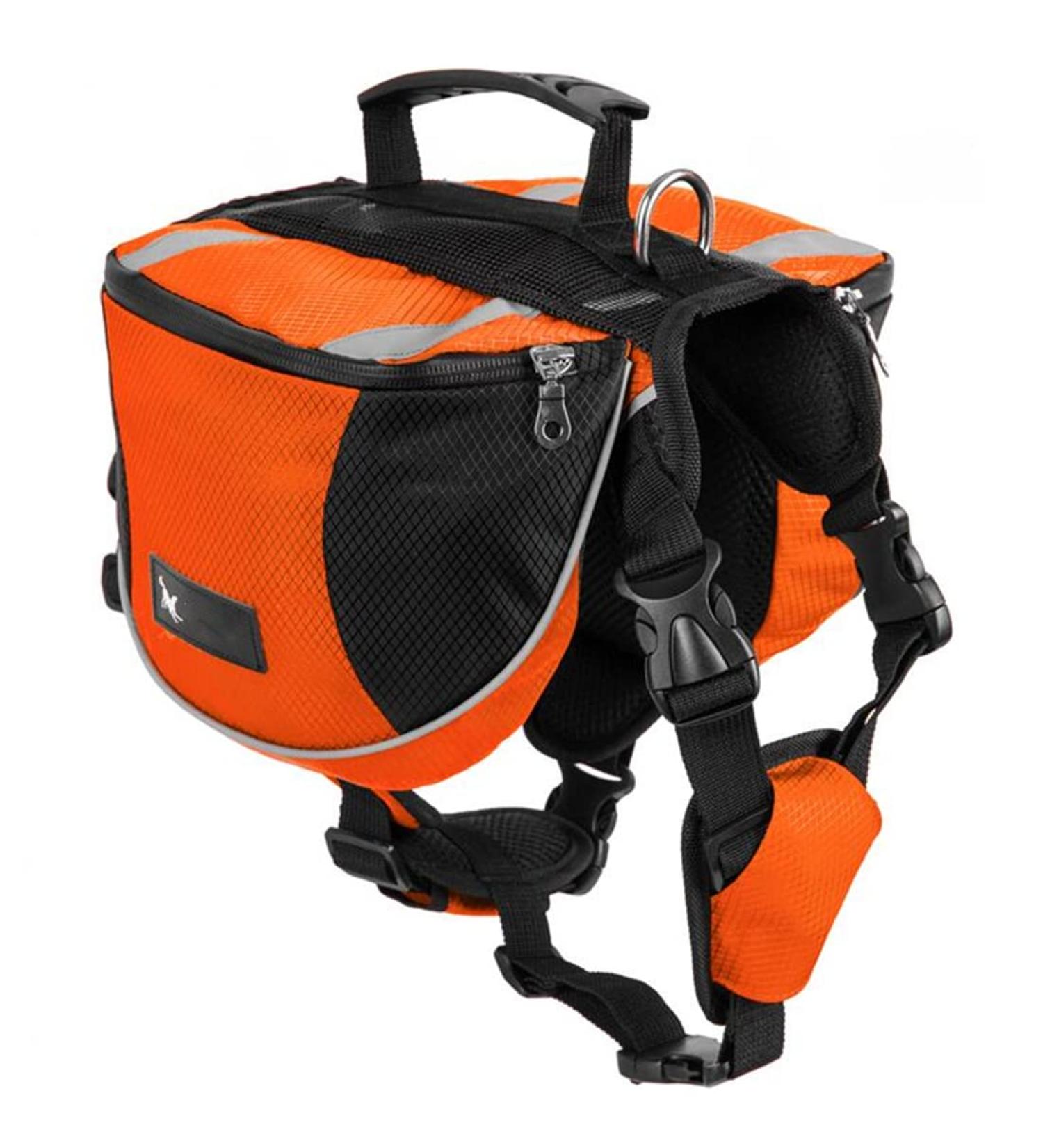 Reflective Waterproof Saddle Bag Backpack for Medium-Large Dogs | Adjustable Travel & Training Gear - Orange (28kg - 40kg) - Buy Online on GoSupps.com