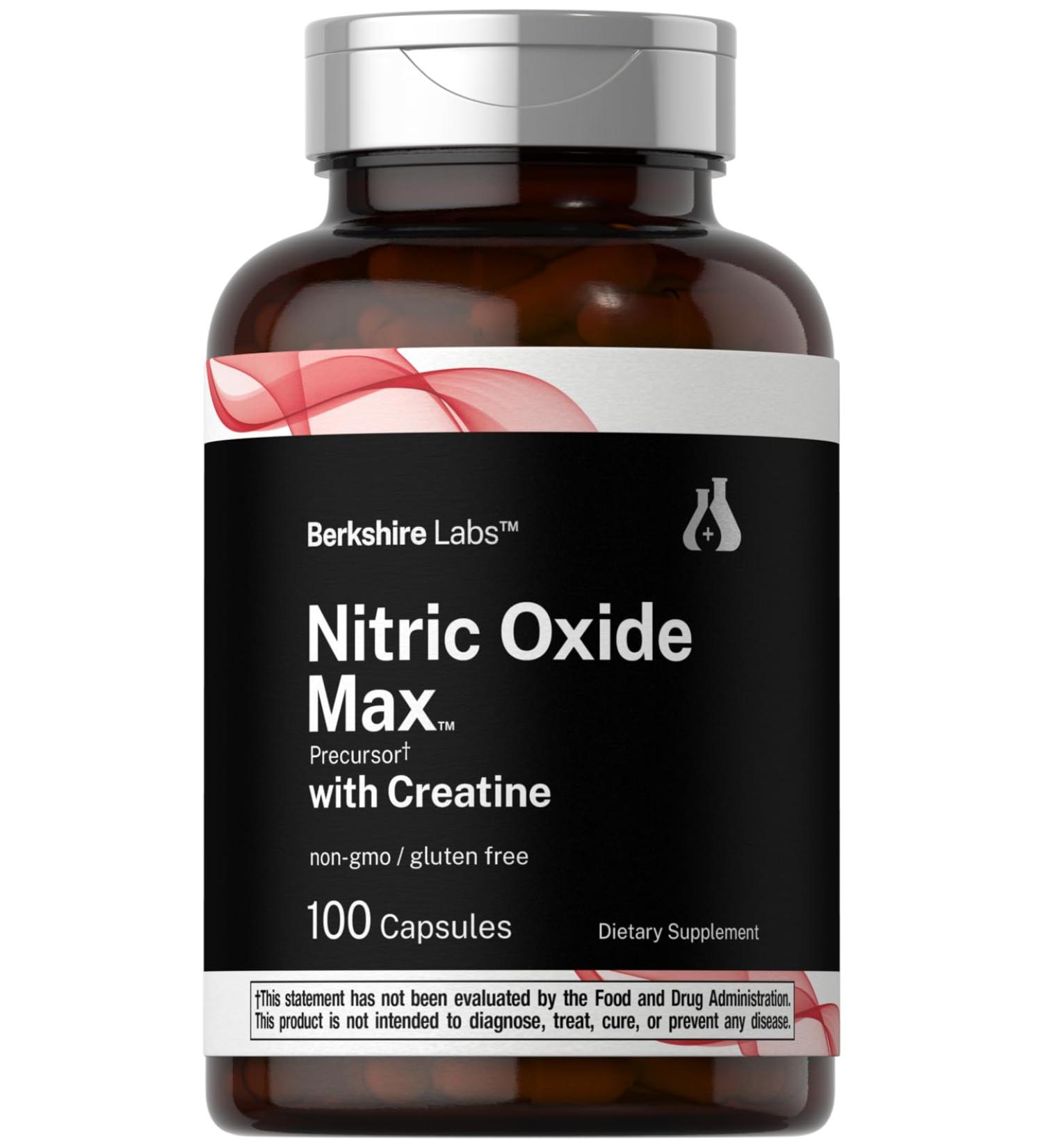 Horb ach Nitric Oxide Supplement with Creatine | 100 Capsules | L Citrulline L Arginine and Creatine Monohydrate | Non-GMO Gluten Free | Berkshire Labs - Buy Online on GoSupps.com