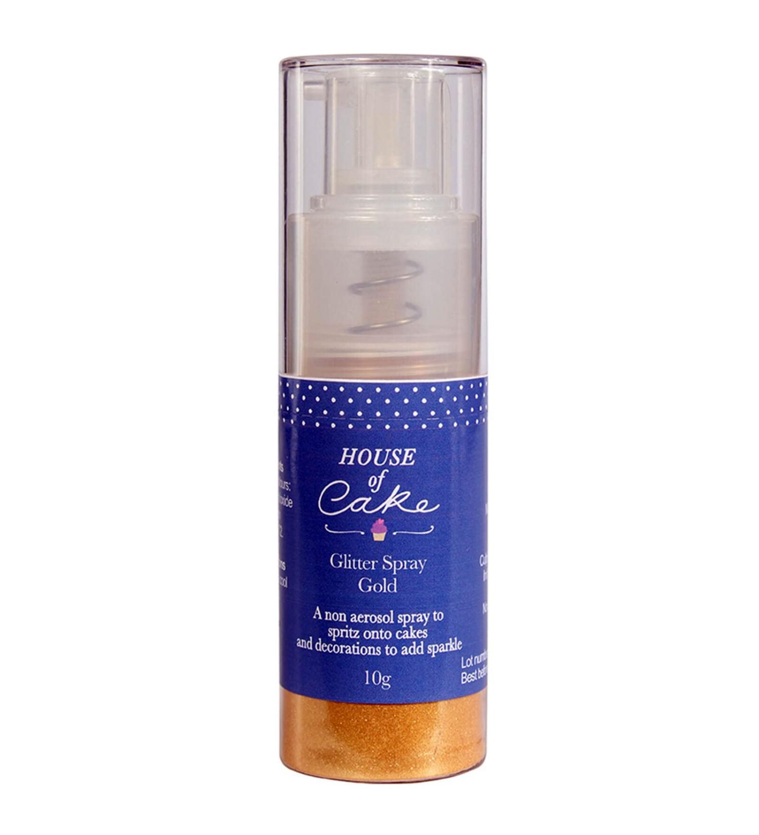 House of Cake Edible Glitter Spray Blush Non-Aerosol Paint for Cake & Bakes Simple to Use This Unique Finish Leaves a Sparkling Lustre Effect on Cakes & Decorations - Gold 10 g Metallic Gold - Buy Online on GoSupps.com