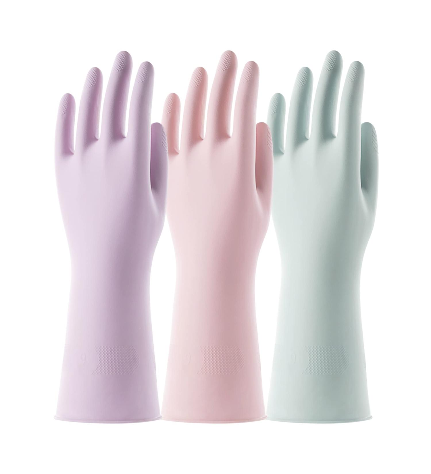 Cool Job Reusable Household Gloves - 3 Pairs of Fragrant Non-Slip Waterproof Cleaning Gloves (Size L) - Purple Rose Sage - Buy Online on GoSupps.com