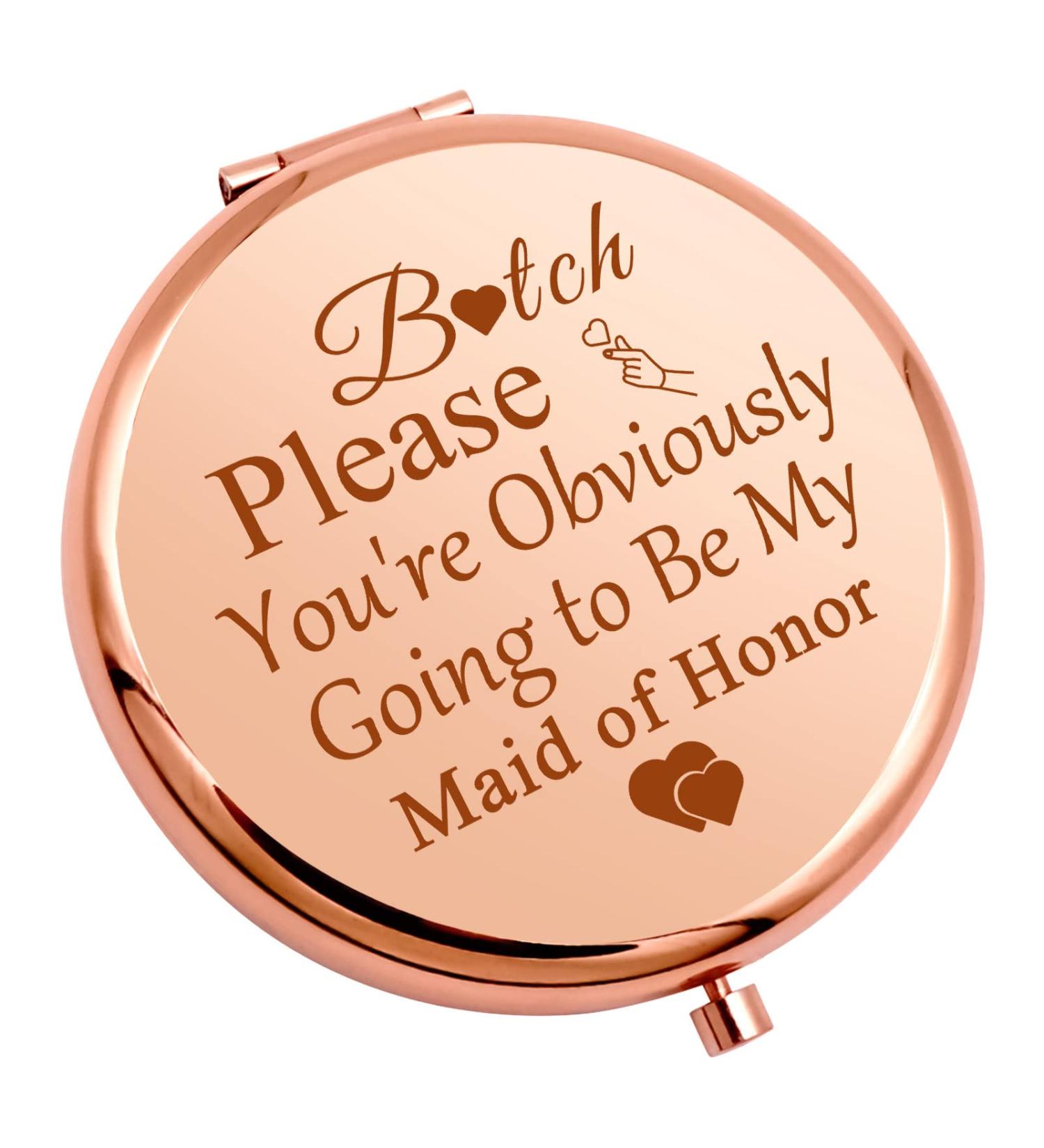 Gevody Compact Makeup Mirror - Bridesmaid Thank You Gift | Bridal Shower, Wedding & Maid of Honor Gift | Friendship Gift for Women - Buy Online on GoSupps.com
