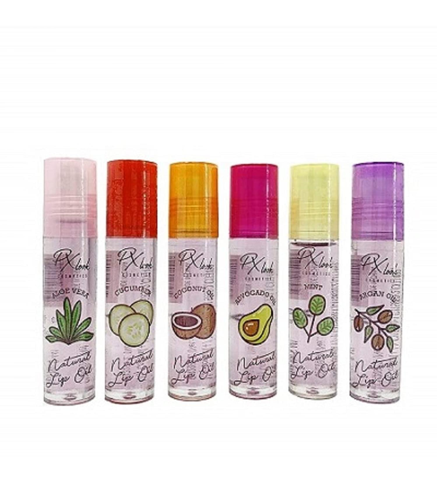 Natural Moisturizing Lip Oil Set Of 6 Assorted Fruits Px Look (CosLOilA)