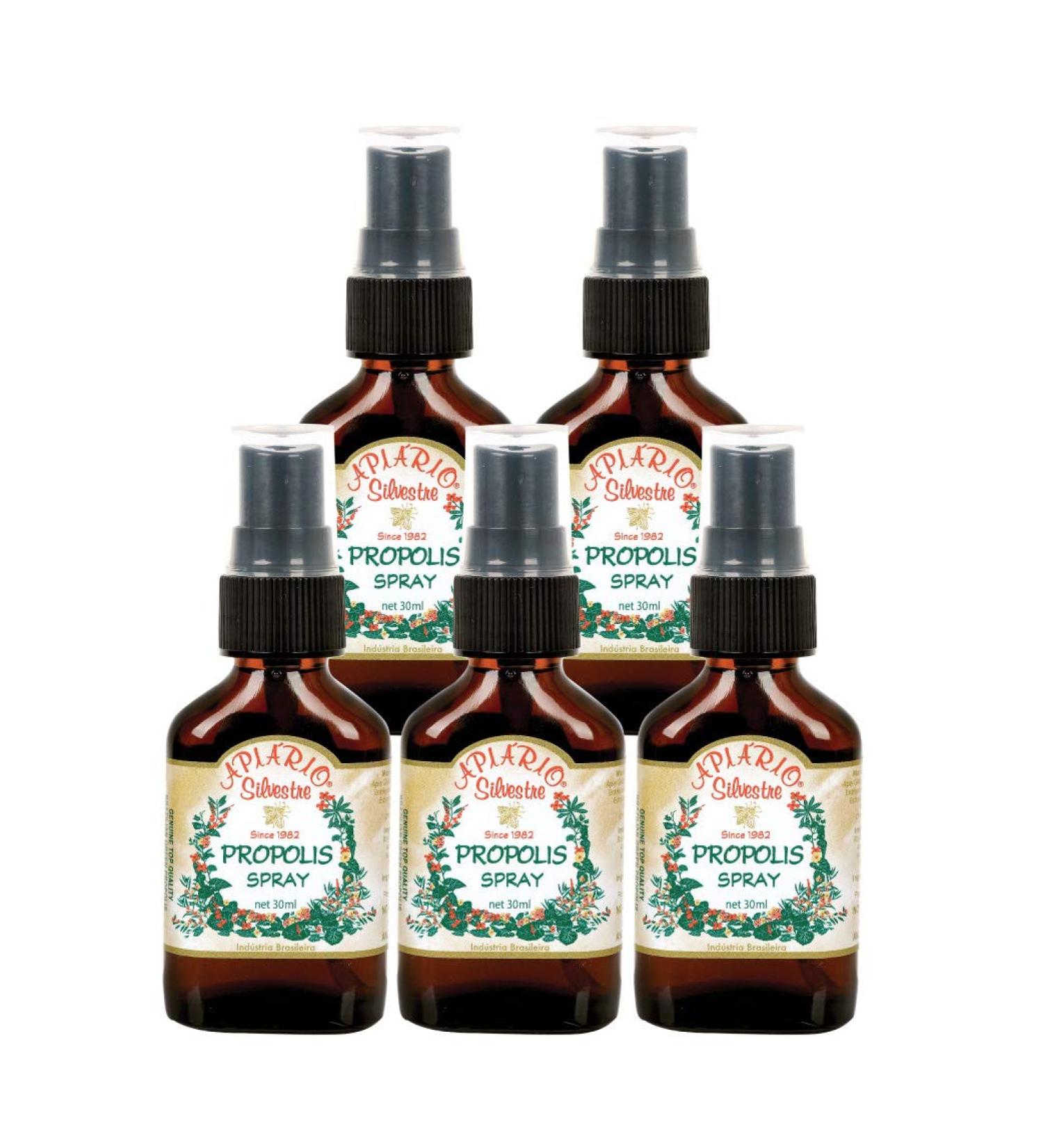 Immune booster/ Immune System Support/ Sore Throat/ Great for Cold & Flu Symptoms - Official Distributor - 5 bottles of Apiario Silvestre Brazilian Green Bee Propolis Spray Glycolic Extract-Non Alcoholic Wax Free Sugar Free - Buy Online on GoSupps.com