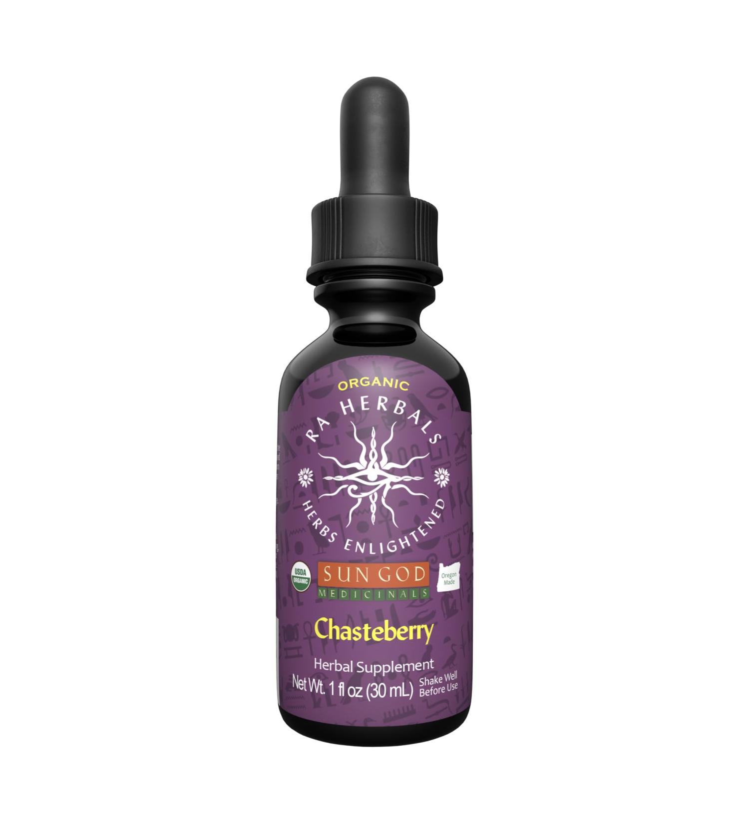 Sun God Medicinals Ra Herbals Organic Chasteberry Extract | Vitex Agnus-Castus Herbal Tincture | Female Hormonal Balance & Menstrual Support | USDA Organic Vegan Liquid Drops | 1 fl oz - Buy Online on GoSupps.com