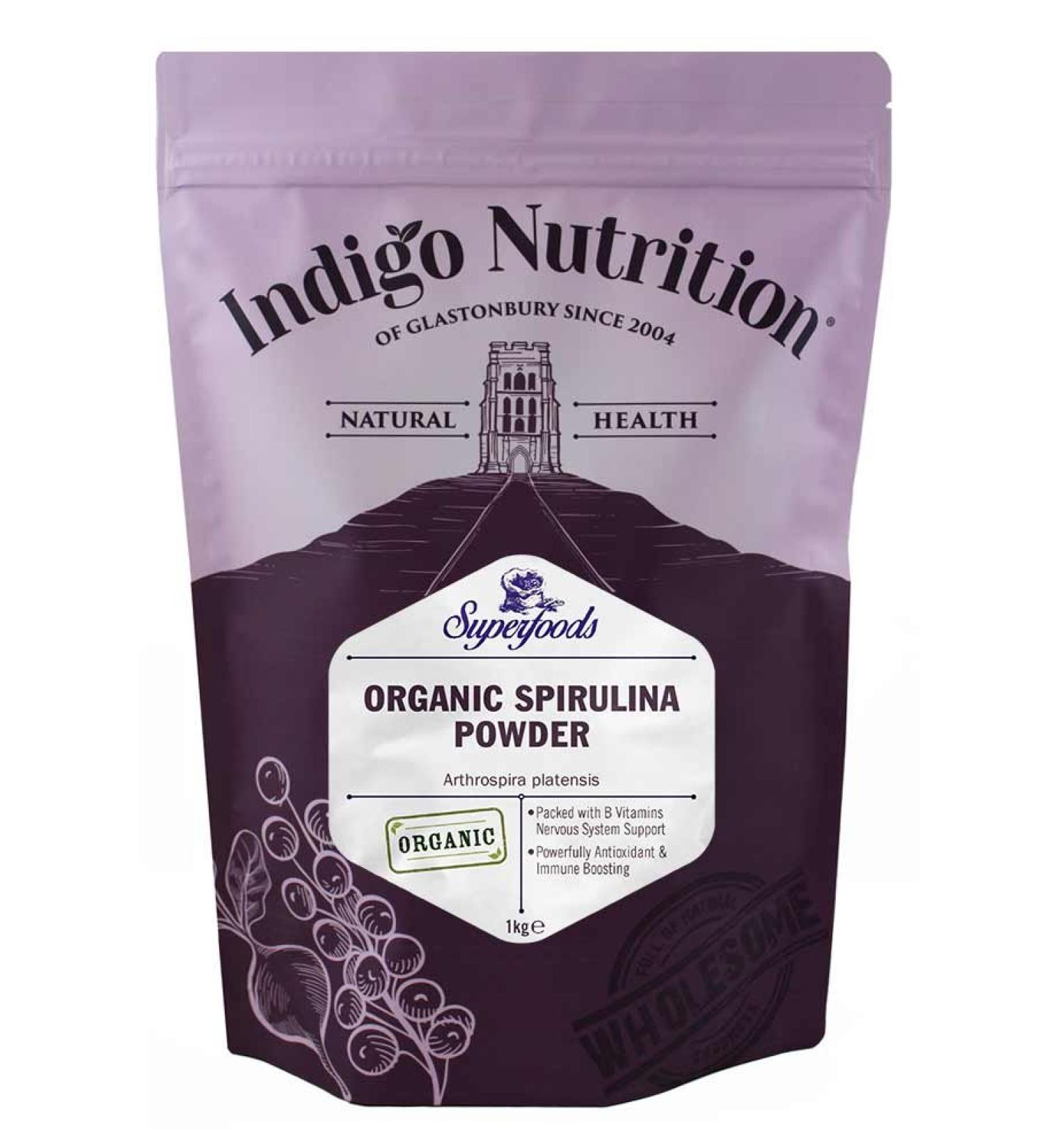 Indigo Herbs Organic Spirulina Powder 1kg - Pure Superfood Supplement - Buy Online on GoSupps.com