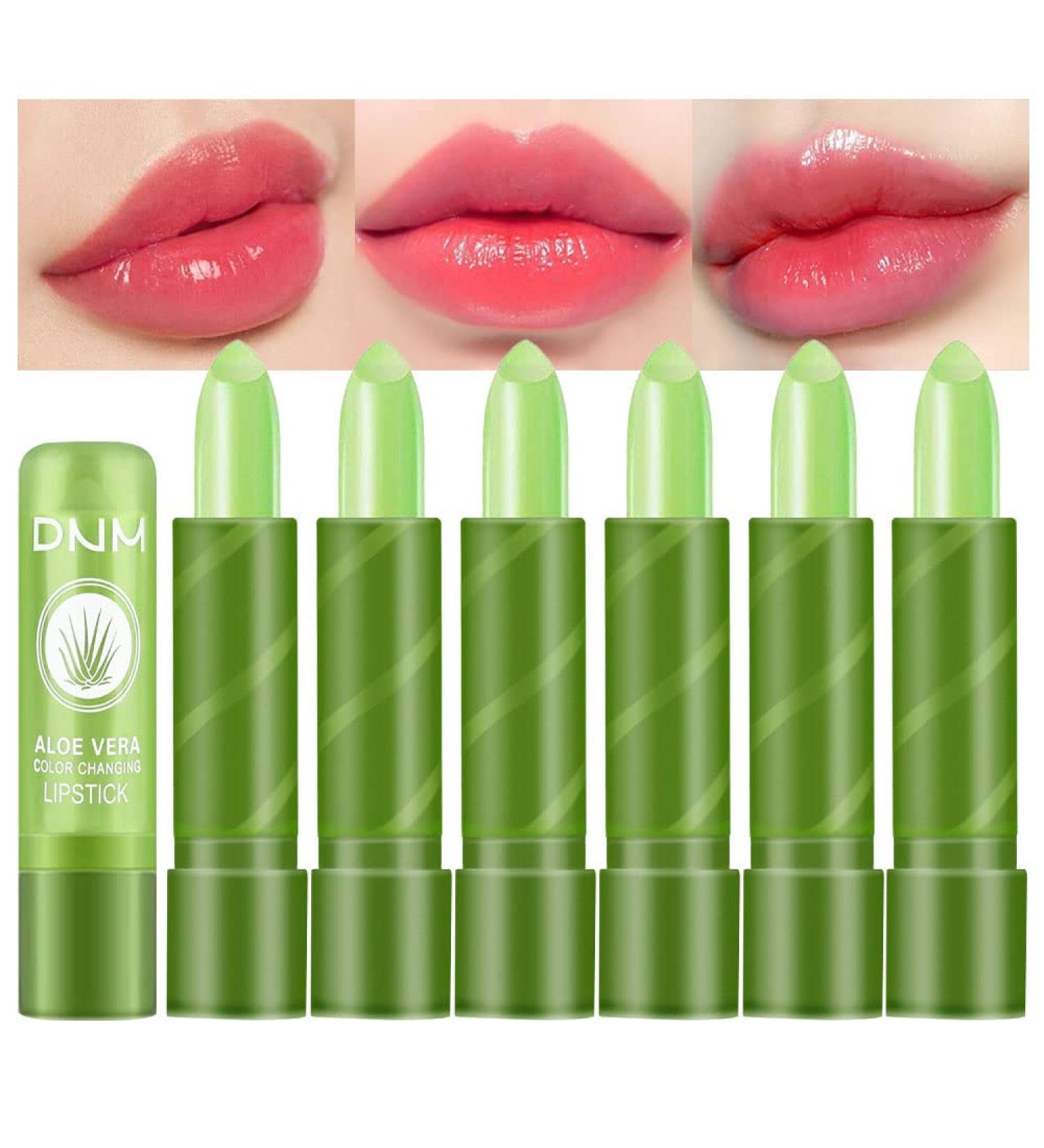 6Pcs Aloe Vera Tinted Lip Balms PH Lip Color Changing Lipstick Set - Long Lasting Korean Mood Lip Tint Gloss for Women & Girls - Buy Online on GoSupps.com